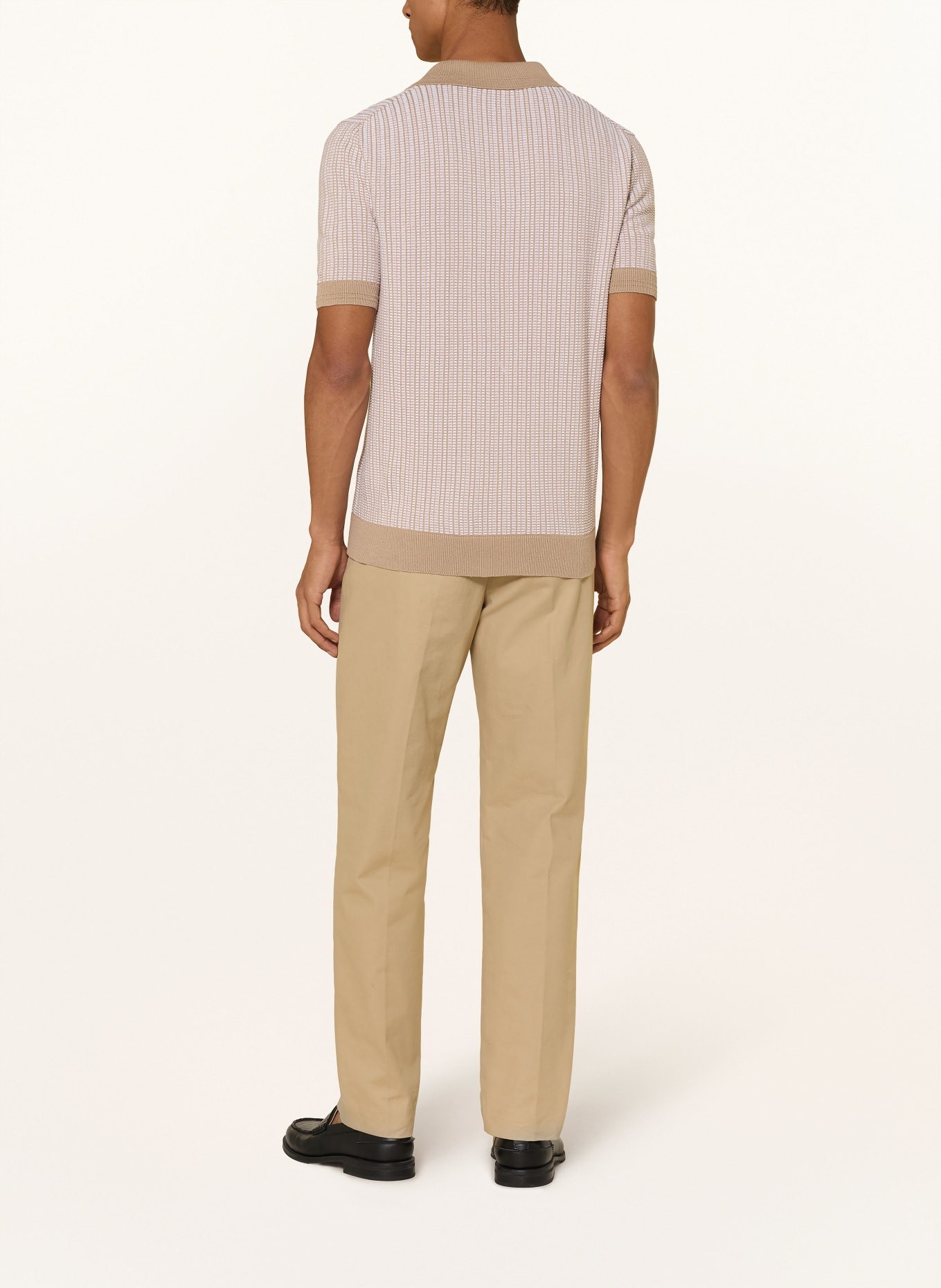 HUGO SEEROY knit polo shirt: BEIGE / WHITE