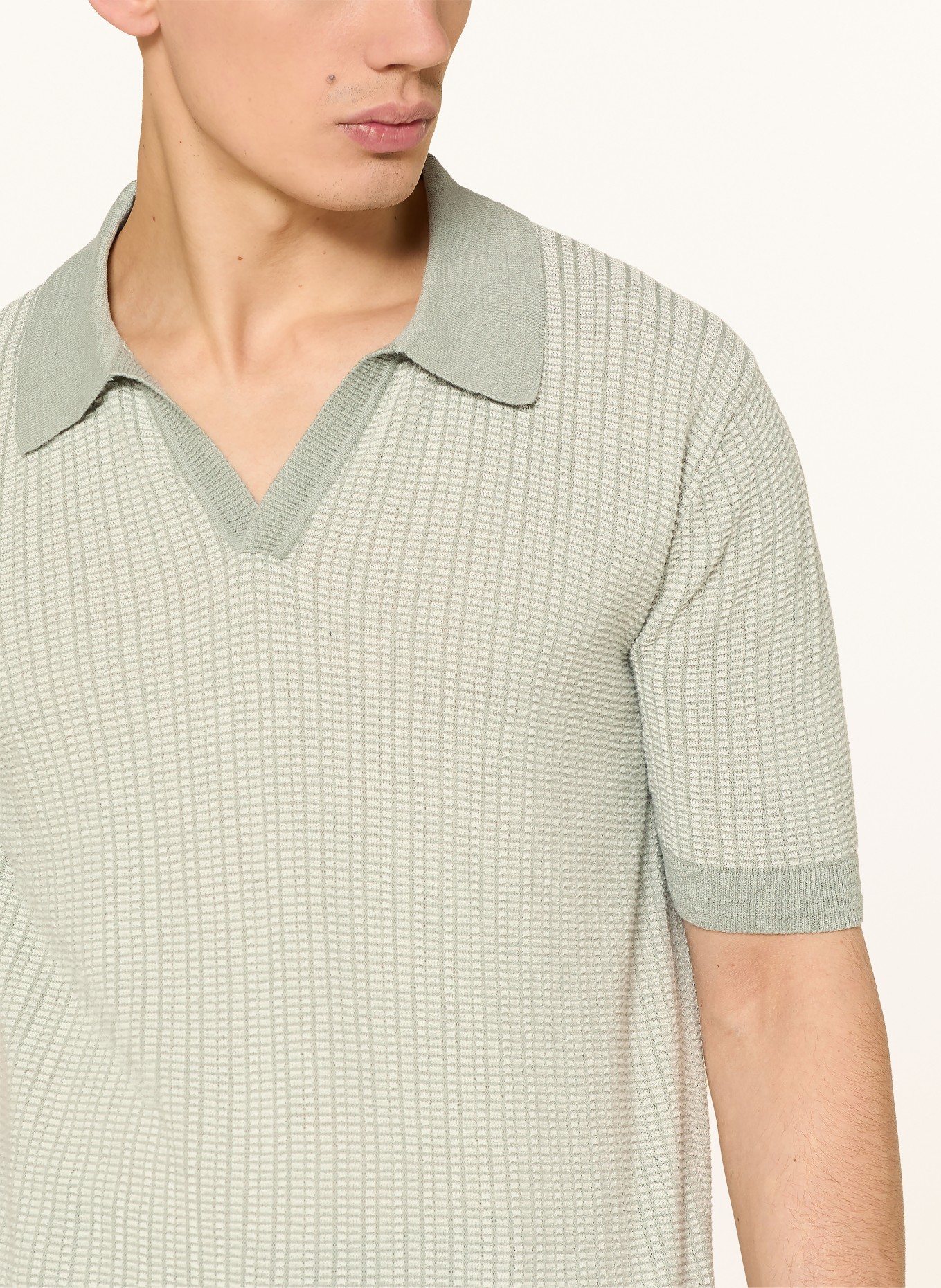 HUGO Gebreid poloshirt SEEROY: TURQUOISE