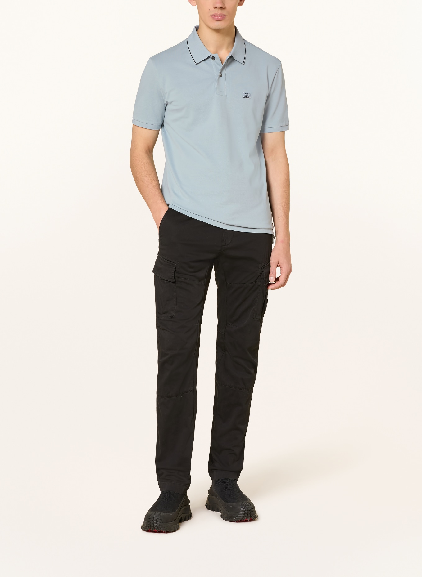 C.P. COMPANY Jersey-poloshirt: LICHTBLAUW