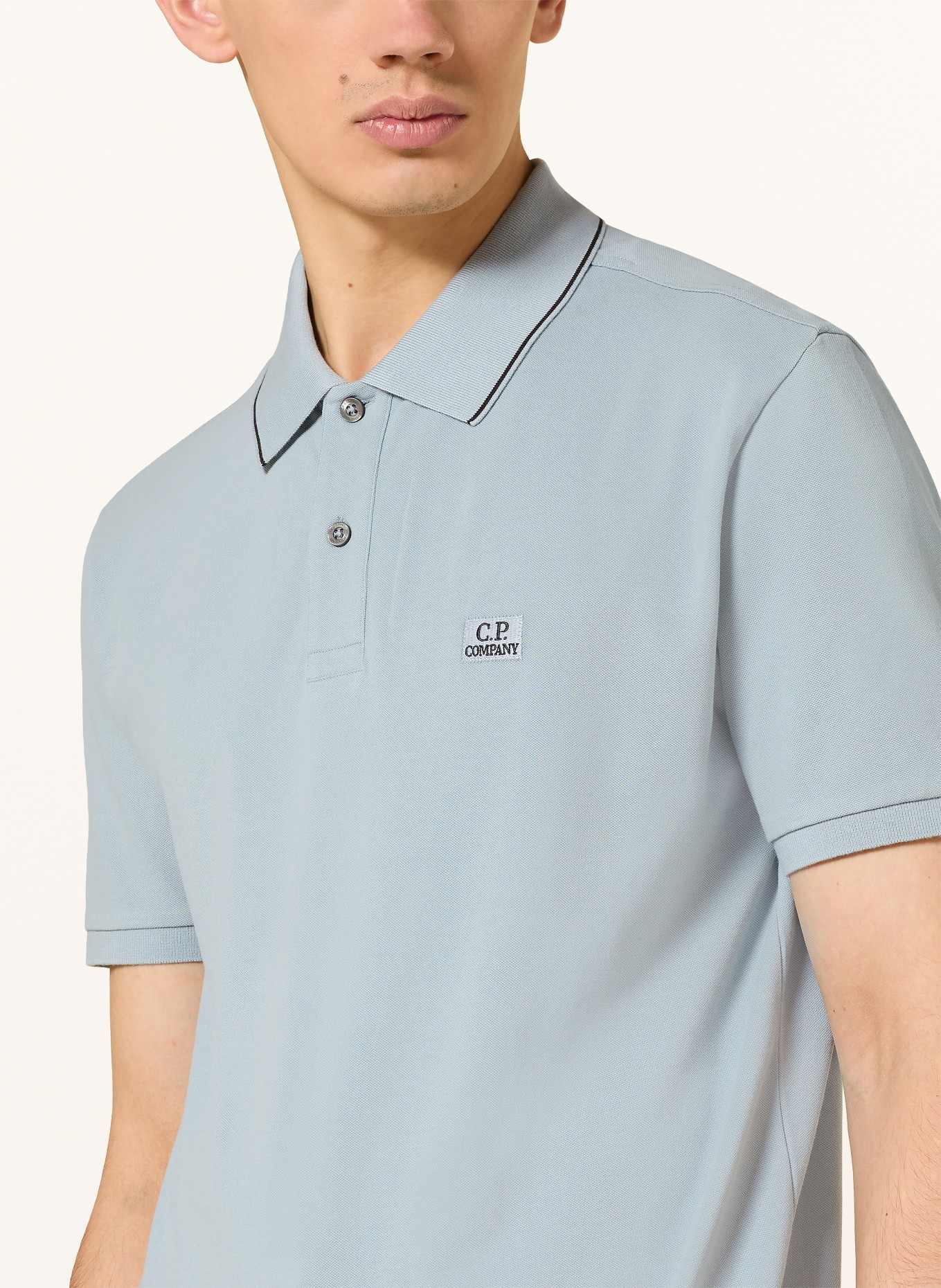 C.P. COMPANY Jersey-poloshirt: LICHTBLAUW