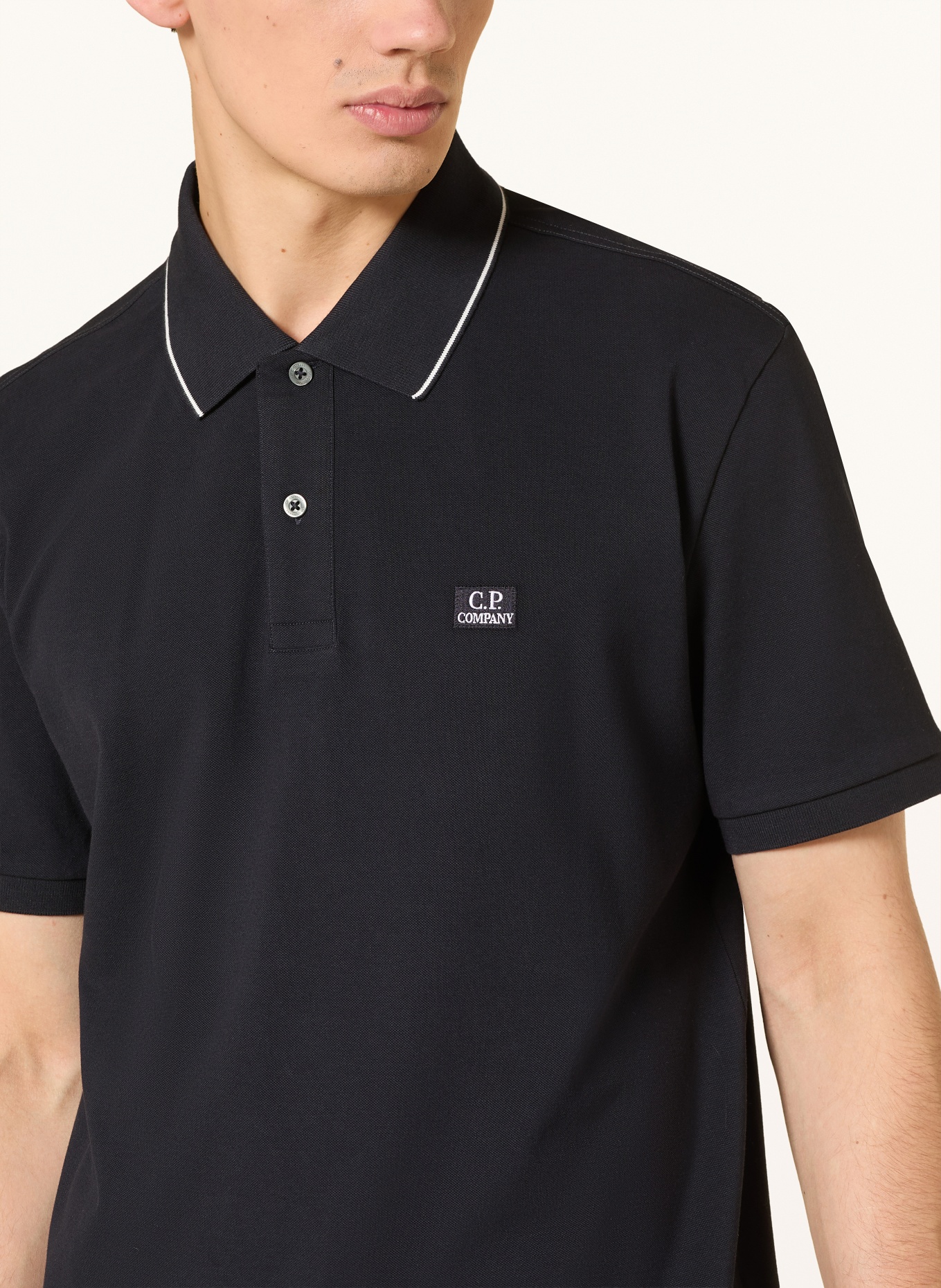 C.P. COMPANY Piqué-poloshirt: DONKERBLAUW