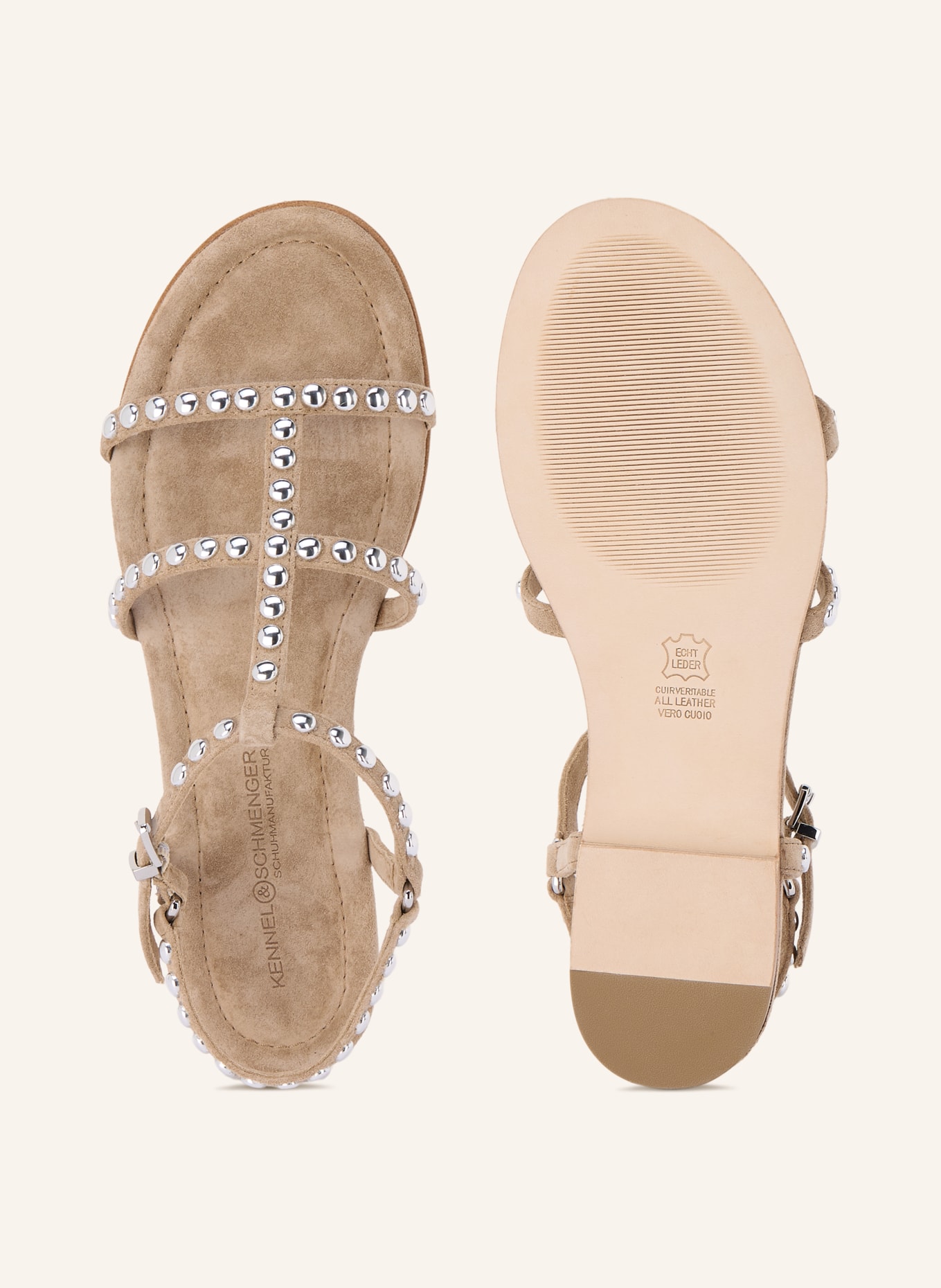 KENNEL & SCHMENGER Sandalen CARLY mit Nieten: BEIGE / SILBER