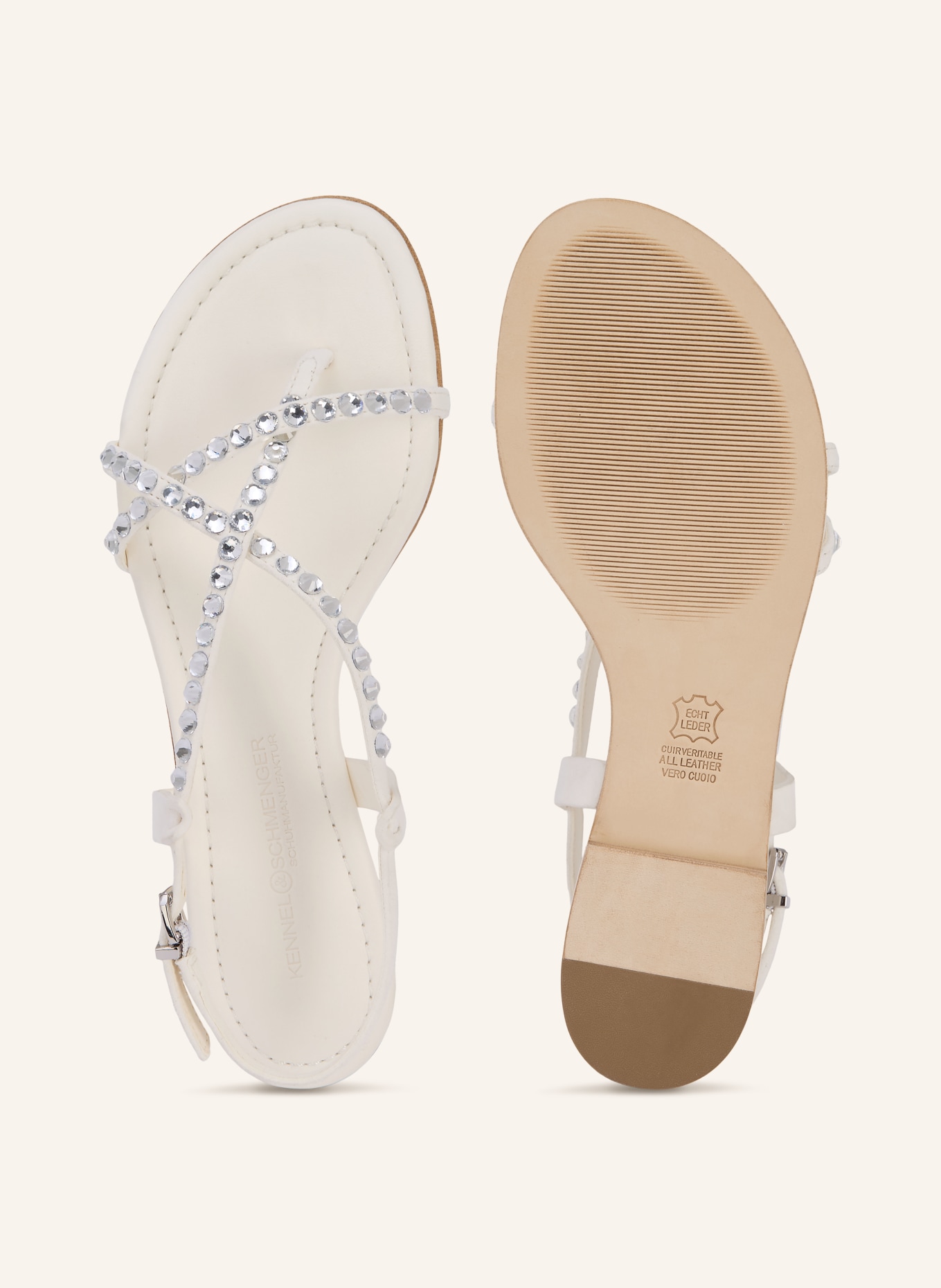 KENNEL & SCHMENGER Sandales à lanières ELLE avec pierres décoratives: BLANC