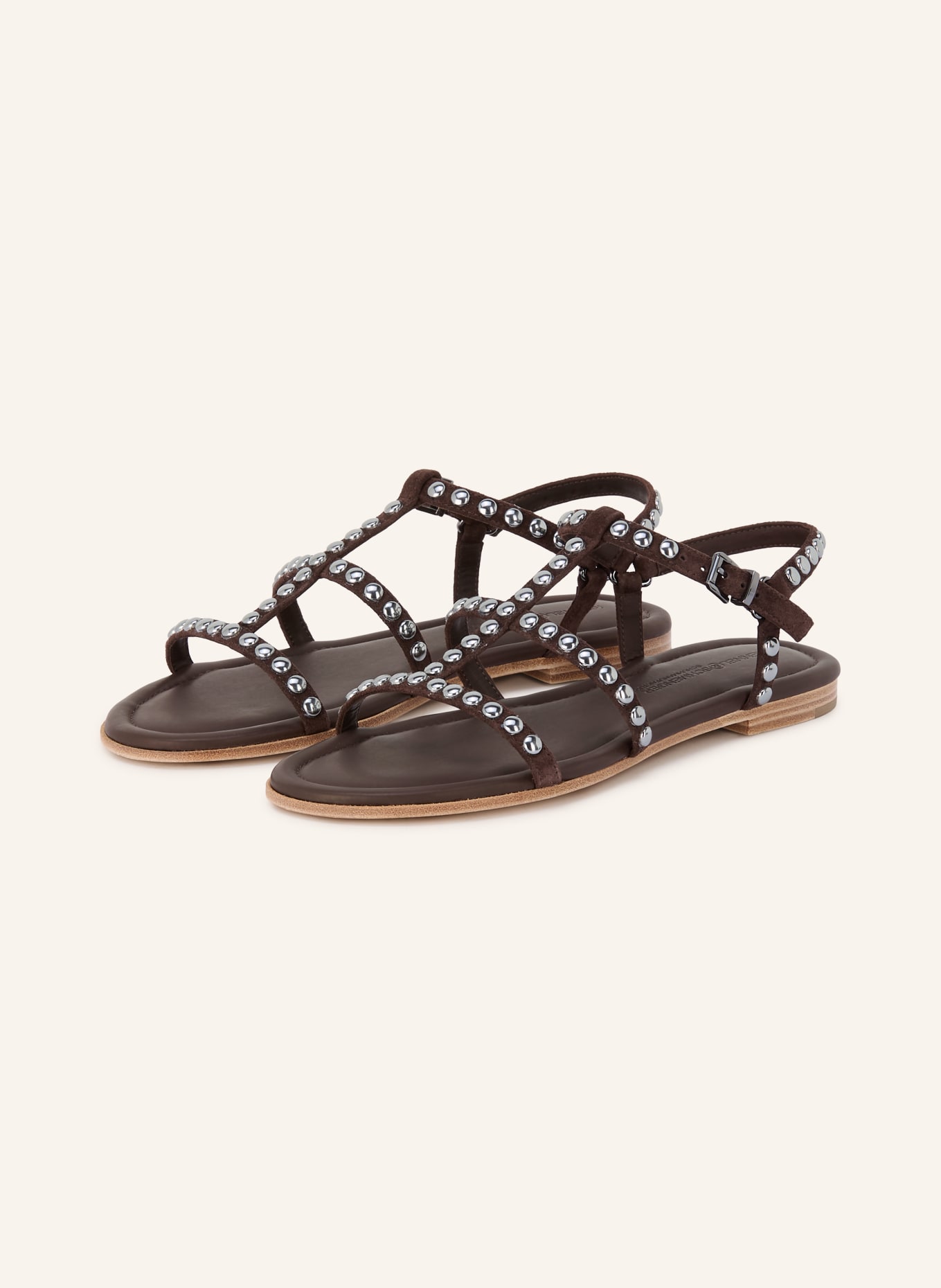 KENNEL & SCHMENGER Sandalen CARLY met studs: MARRON FONCÉ / ZILVER