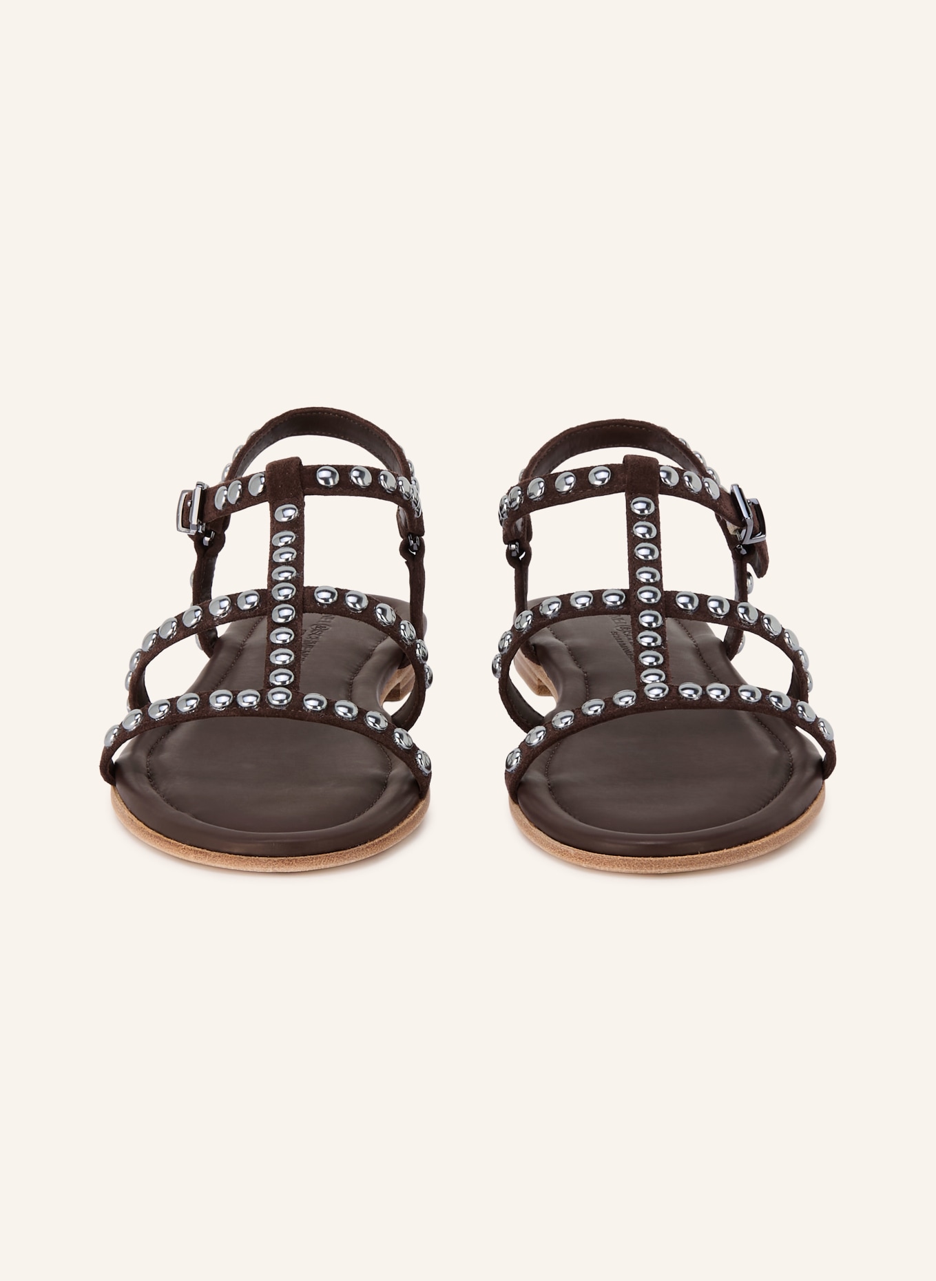 KENNEL & SCHMENGER Sandalen CARLY met studs: MARRON FONCÉ / ZILVER