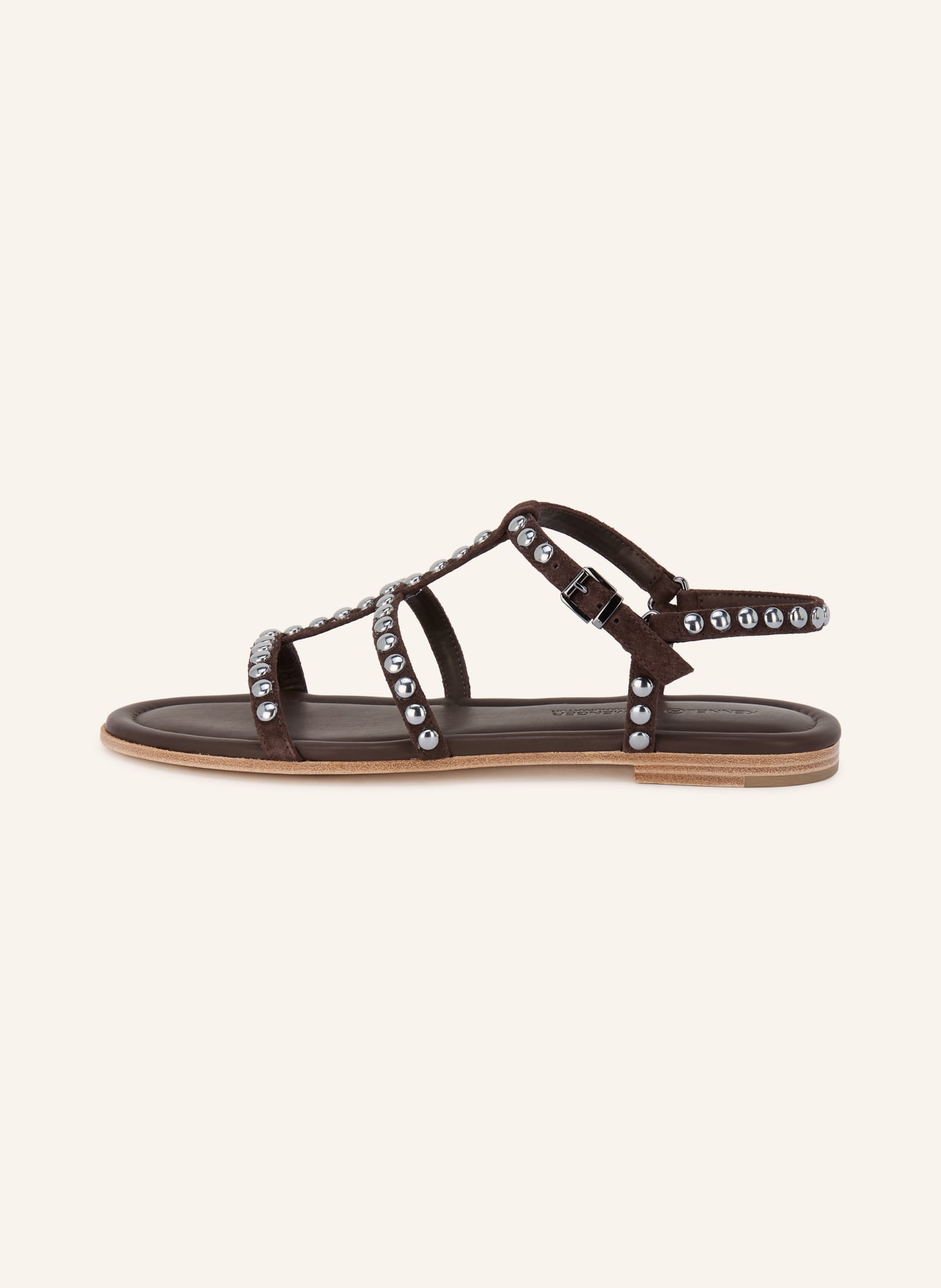 KENNEL & SCHMENGER Sandalen CARLY met studs: MARRON FONCÉ / ZILVER