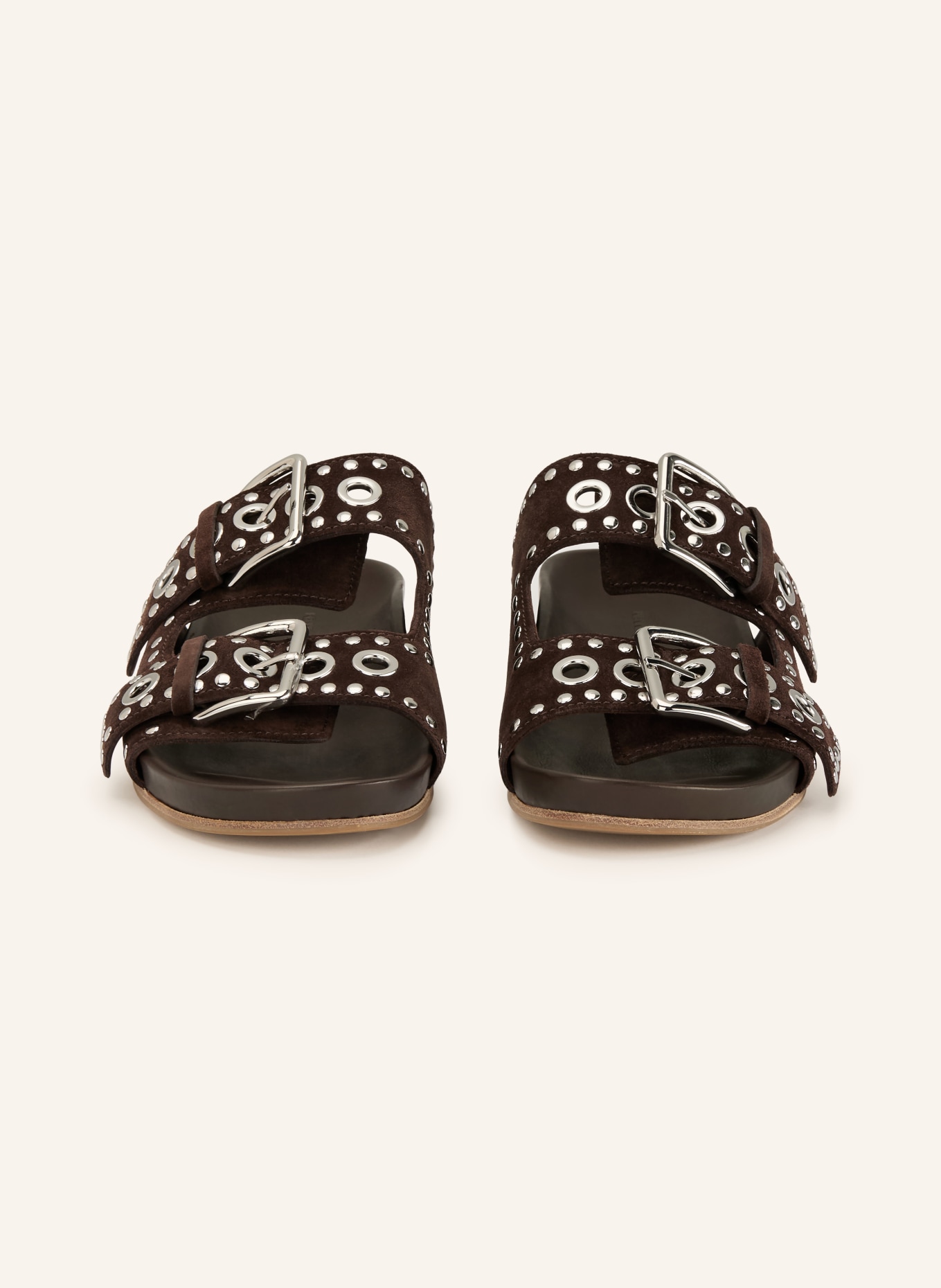 KENNEL & SCHMENGER Mules LOVE avec rivets: MARRON FONCÉ / ARGENT