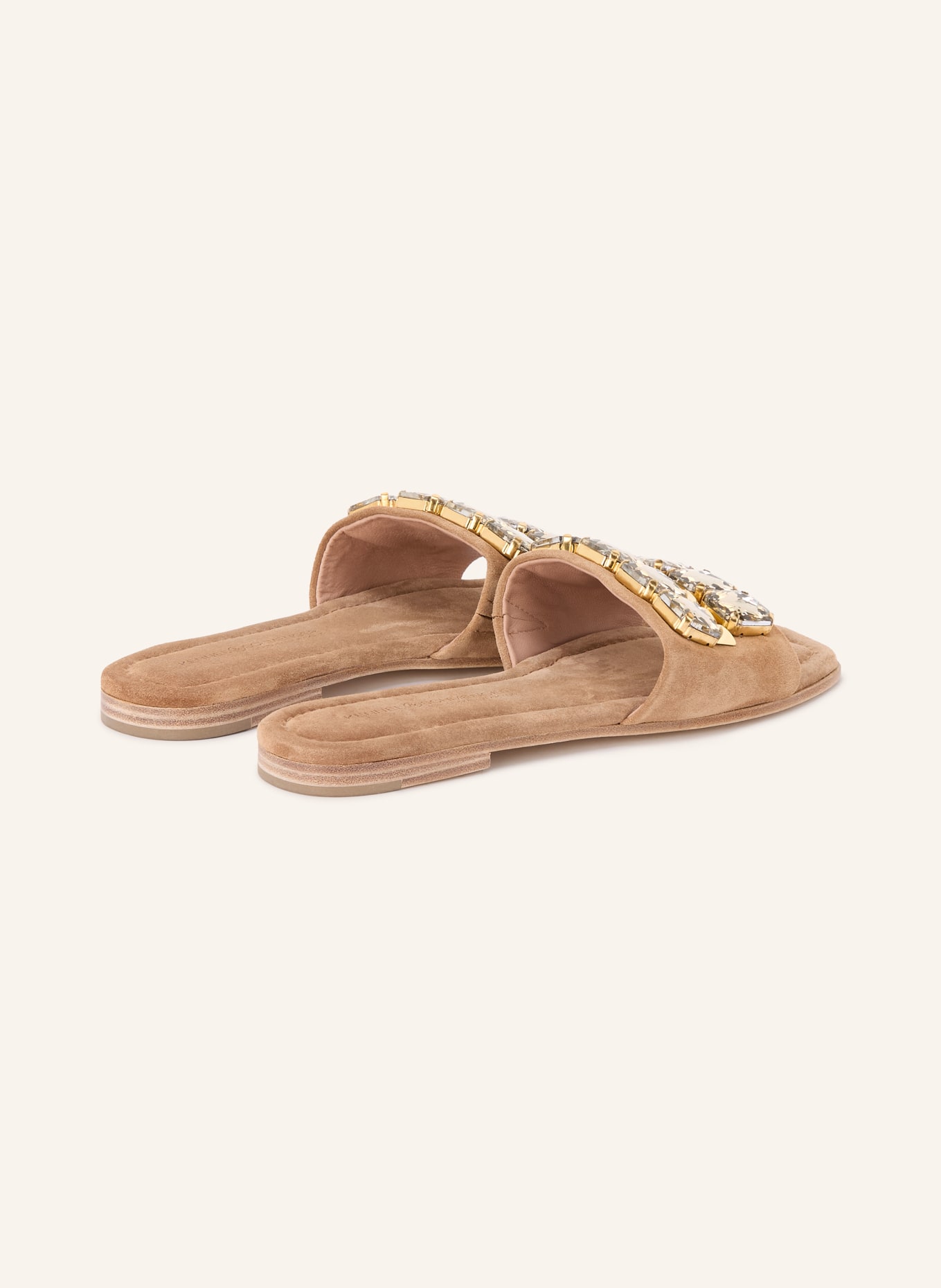 KENNEL & SCHMENGER Pantoletten HOLLY mit Schmucksteinen und Nieten: BEIGE / GOLD