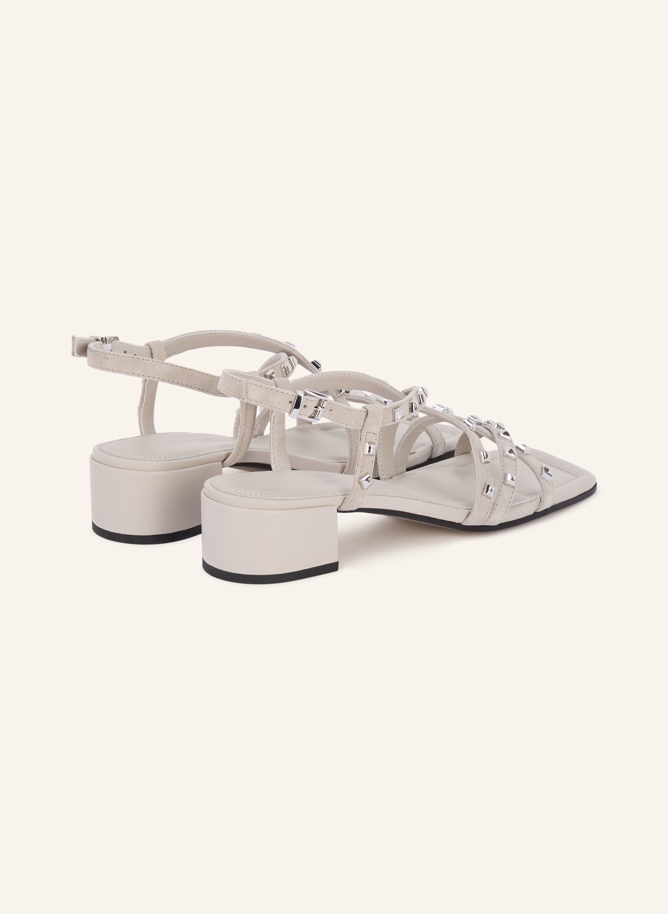 KENNEL & SCHMENGER SAGA sandals with studs: LIGHT GRAY / SILVER