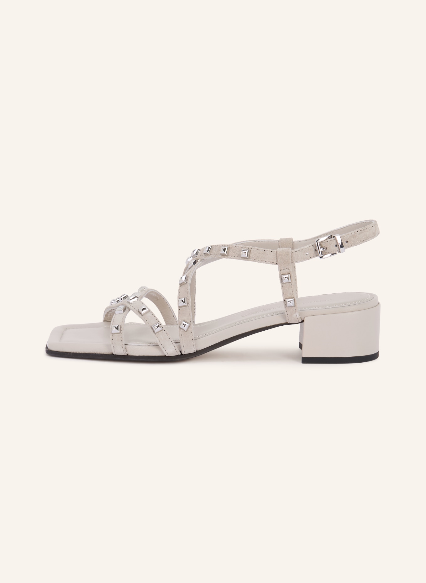 KENNEL & SCHMENGER SAGA sandals with studs: LIGHT GRAY / SILVER