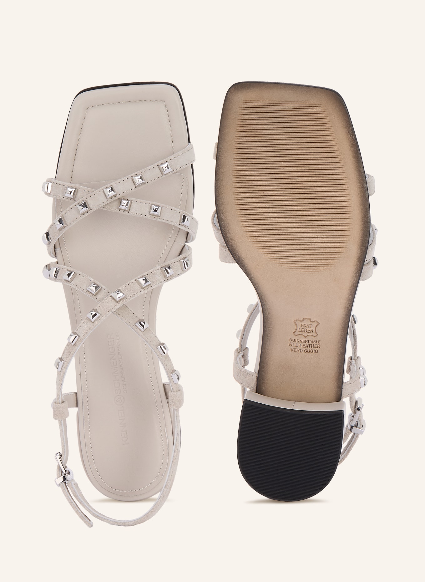 KENNEL & SCHMENGER SAGA sandals with studs: LIGHT GRAY / SILVER
