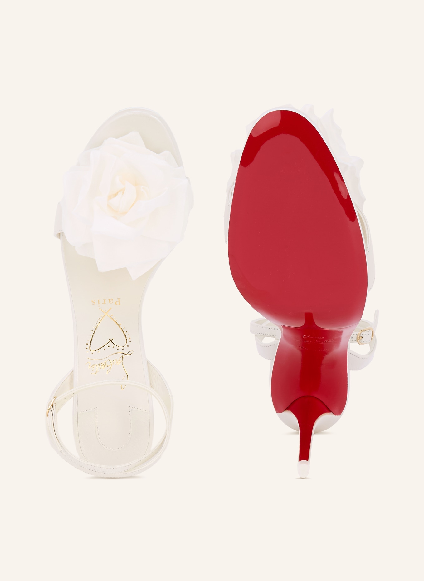 Christian Louboutin Sandaaltjes MISS Z FLORA 100: WIT / GOUD