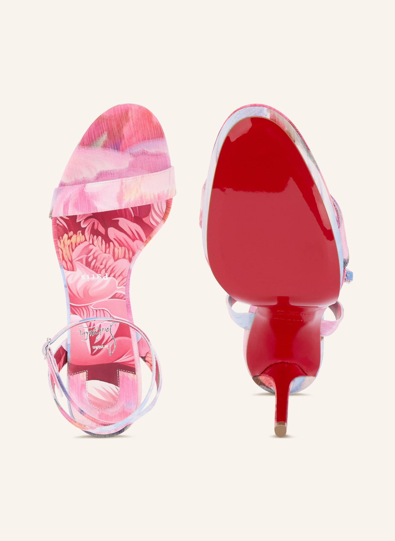 Christian Louboutin Sandály MISS Z QUEEN 120: ČERVENÁ / SVĚTLE FIALOVÁ / ORANŽOVÁ