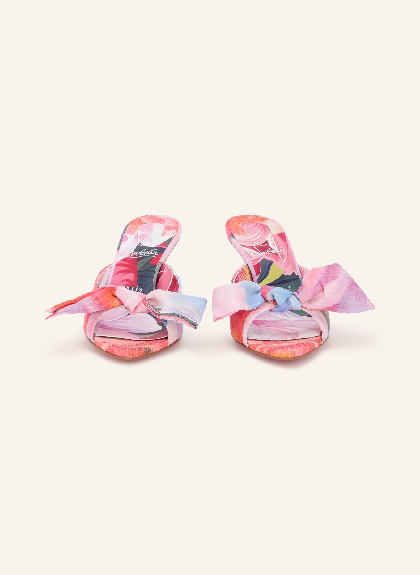 Christian Louboutin MULAZEE 60 Mules: RED / LIGHT PURPLE / ORANGE