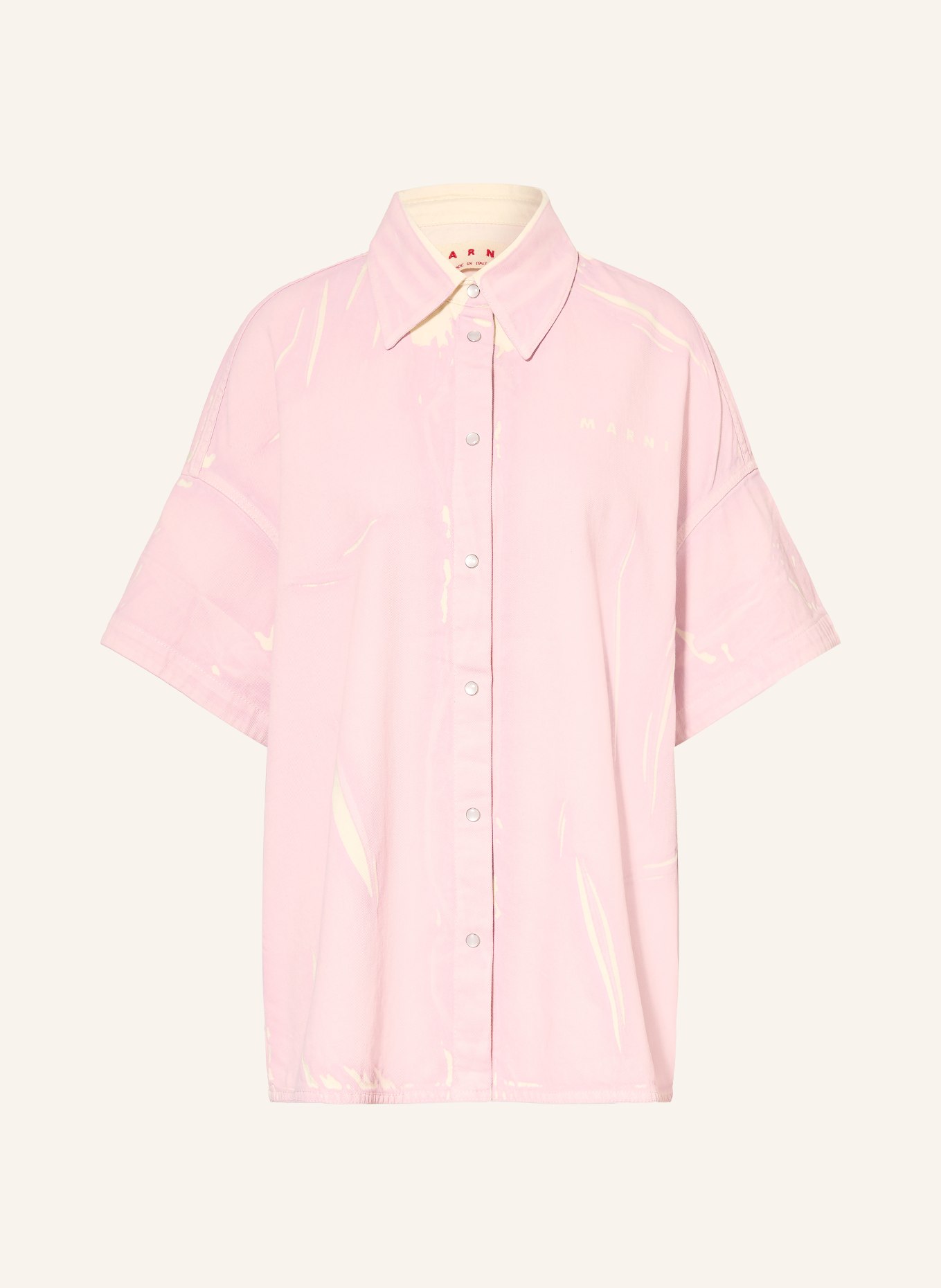 MARNI Oversized-Jeansbluse: HELLLILA / WEISS