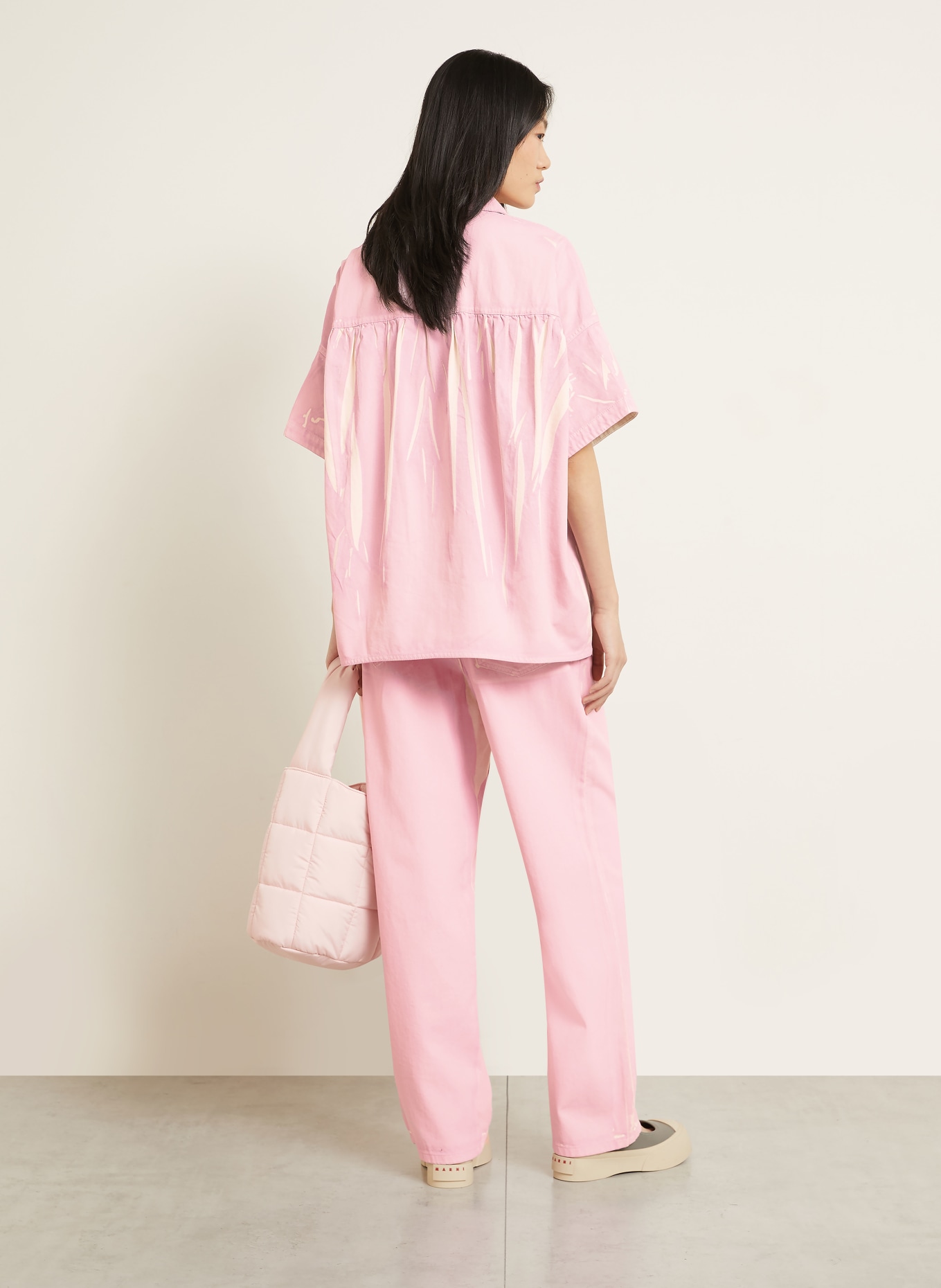 MARNI Oversized-Jeansbluse: HELLLILA / WEISS