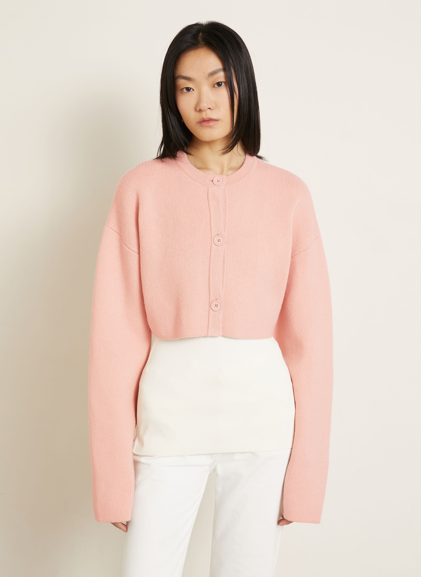 TOTEME Cropped-Strickjacke: ROSÉ