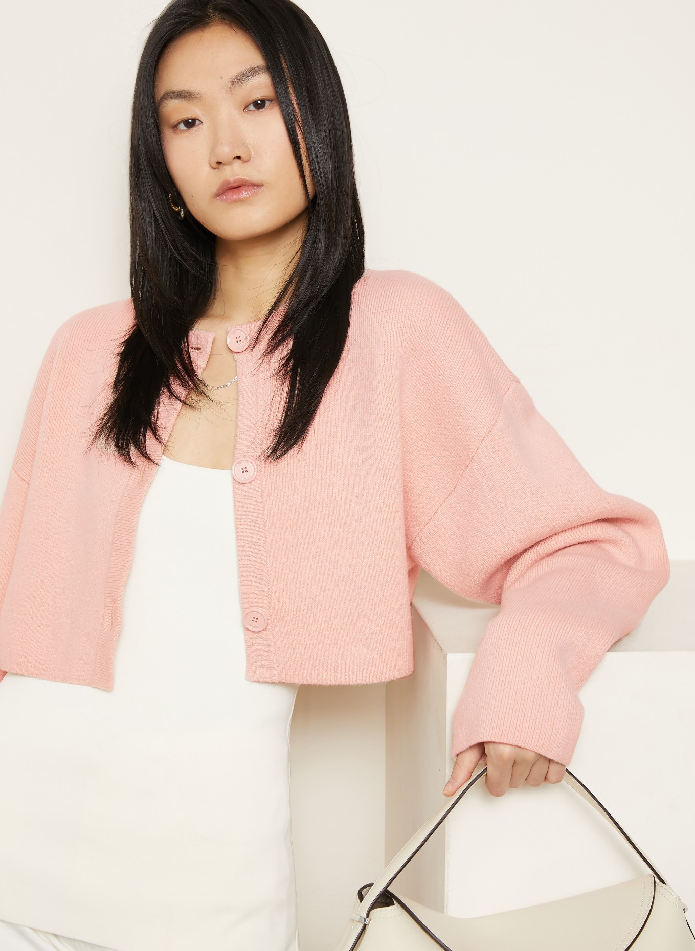 TOTEME Cropped-Strickjacke: ROSÉ