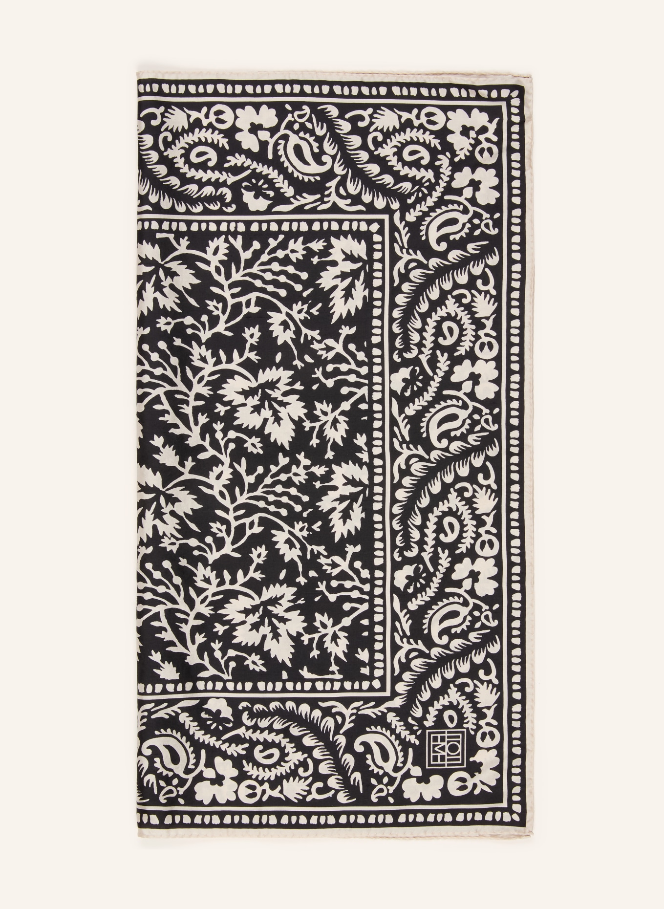 TOTEME Zijden sjaal HANKIE: ZWART / BEIGE