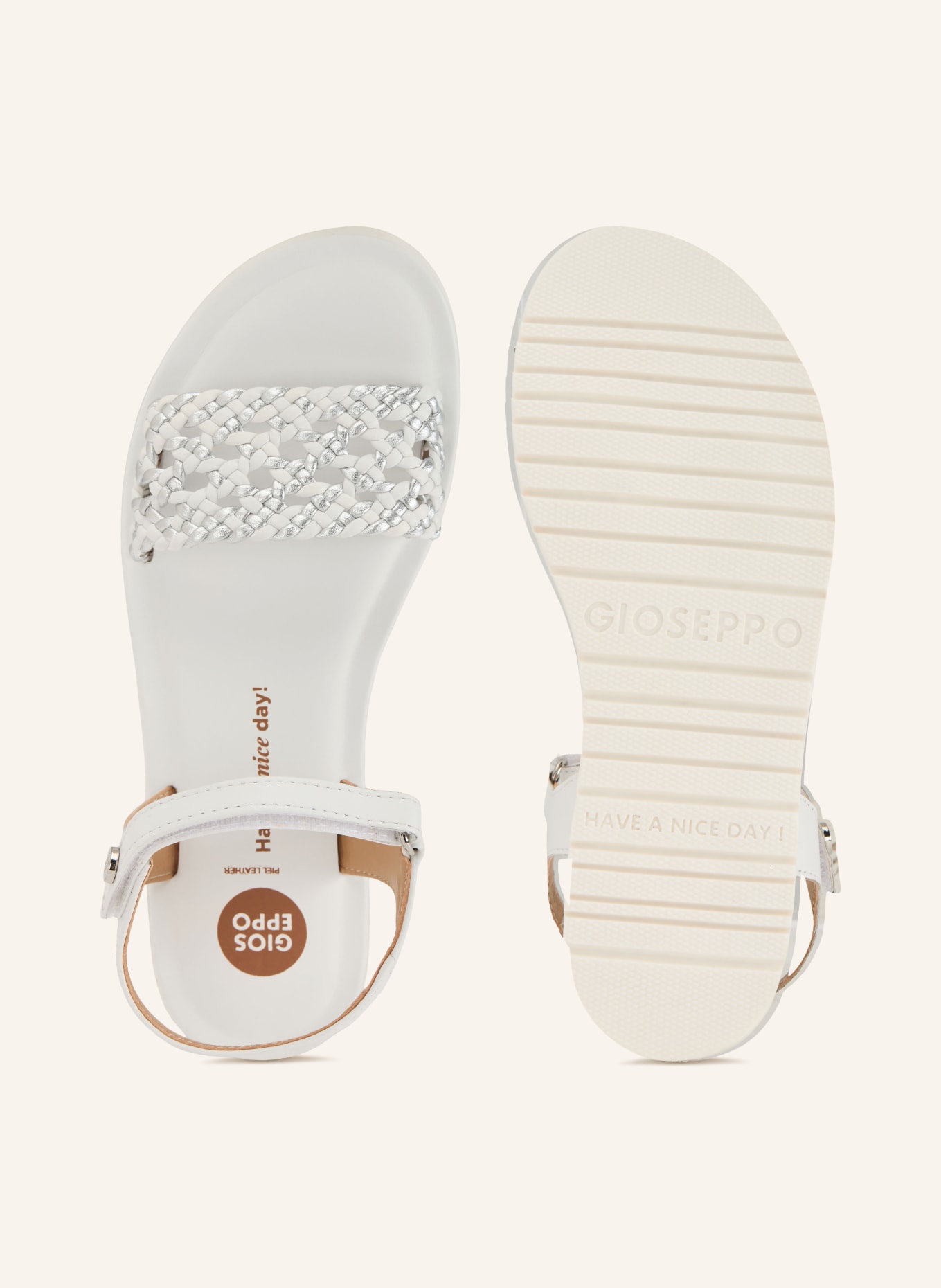 GIOSEPPO Sandales MAHIU: BLANC / ARGENT