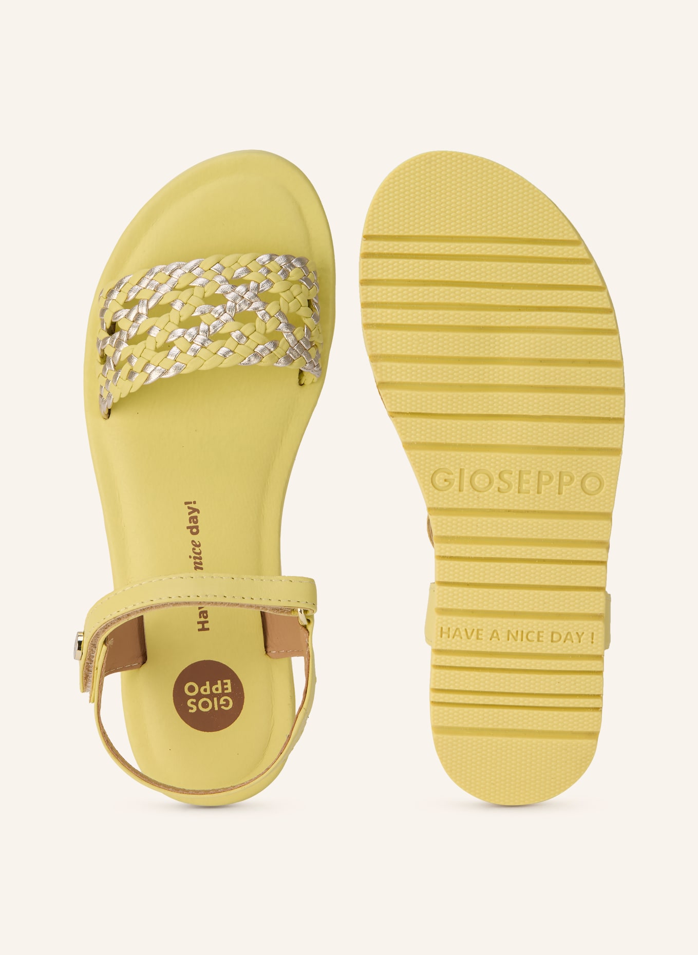 GIOSEPPO Sandales MAHIU: JAUNE / ARGENT