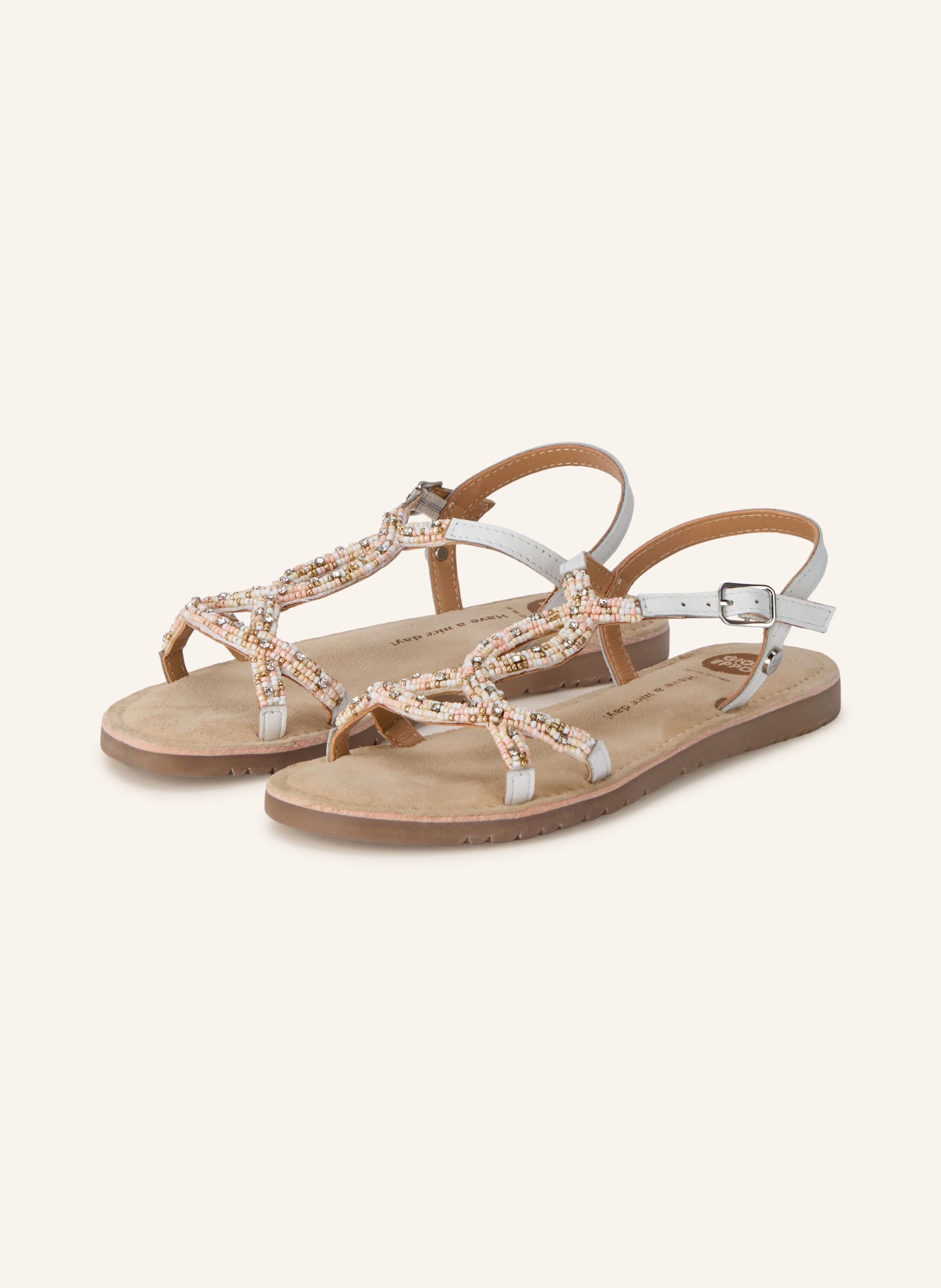 GIOSEPPO Sandalen BARAGOI mit Schmuckperlen: BEIGE
