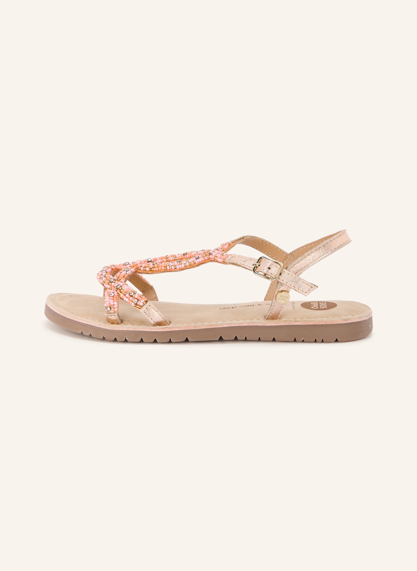 GIOSEPPO Sandalen BARAGOI mit Schmuckperlen: GOLD / ROSA / LACHS