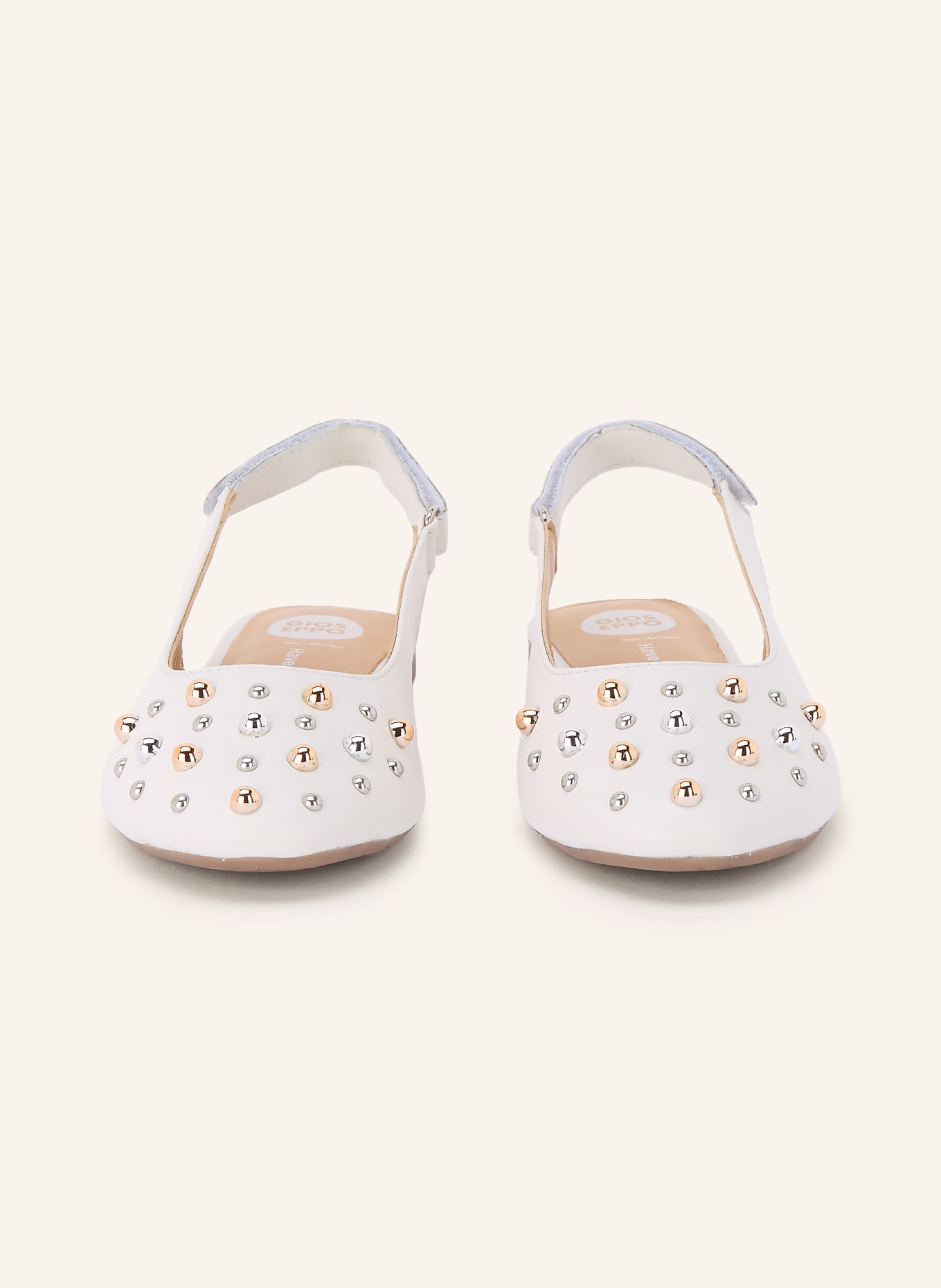 GIOSEPPO Ballerines à lanières NAMANYE avec rivets: BLANC