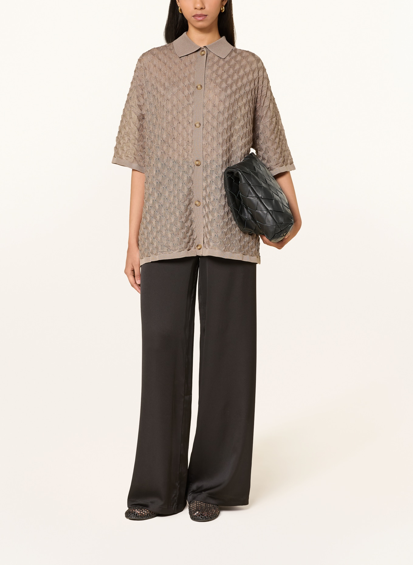 MALINA MOA Oversized Knit Blouse: TAUPE