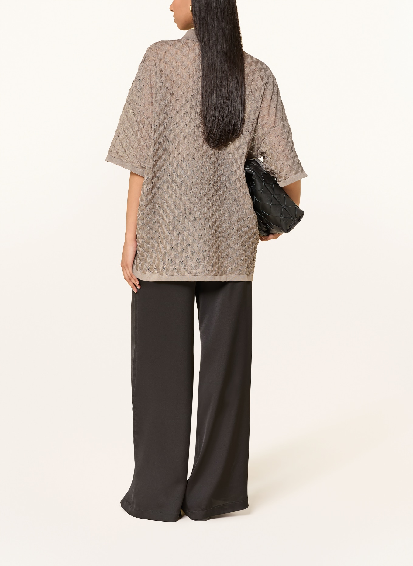 MALINA MOA Oversized Knit Blouse: TAUPE