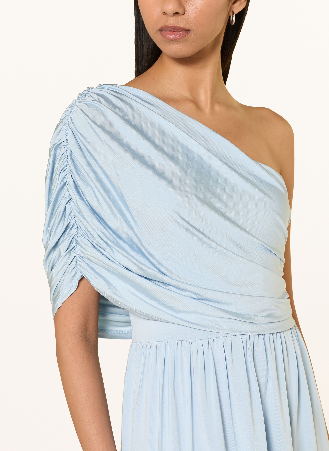 MALINA JENNICA-jurk met één schouder van jersey: LICHTBLAUW