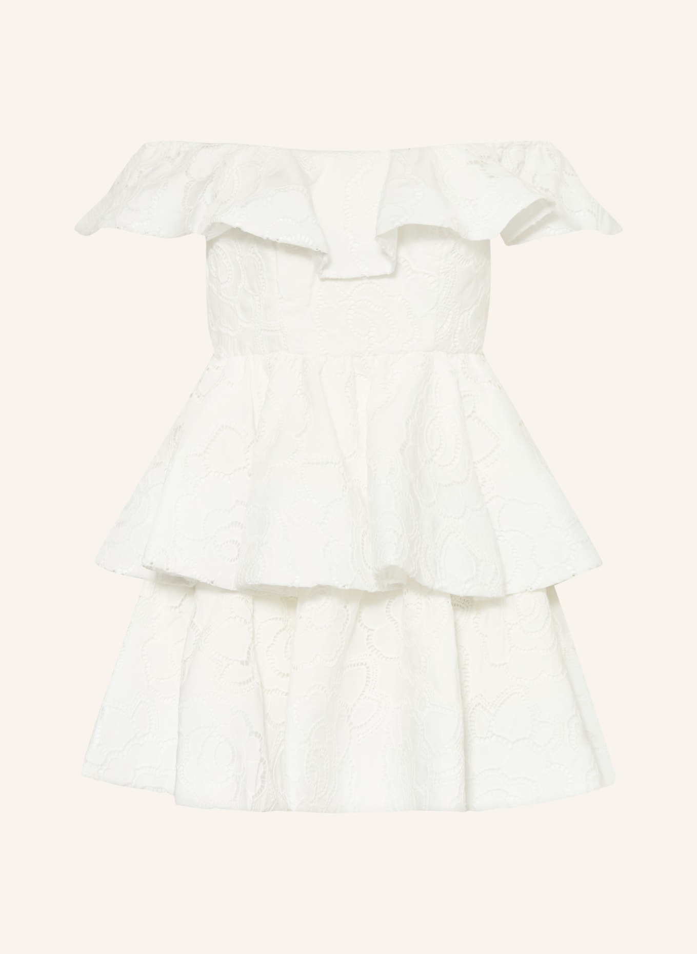 MALINA TRACY-cocktailjurk van kant met volants: WIT