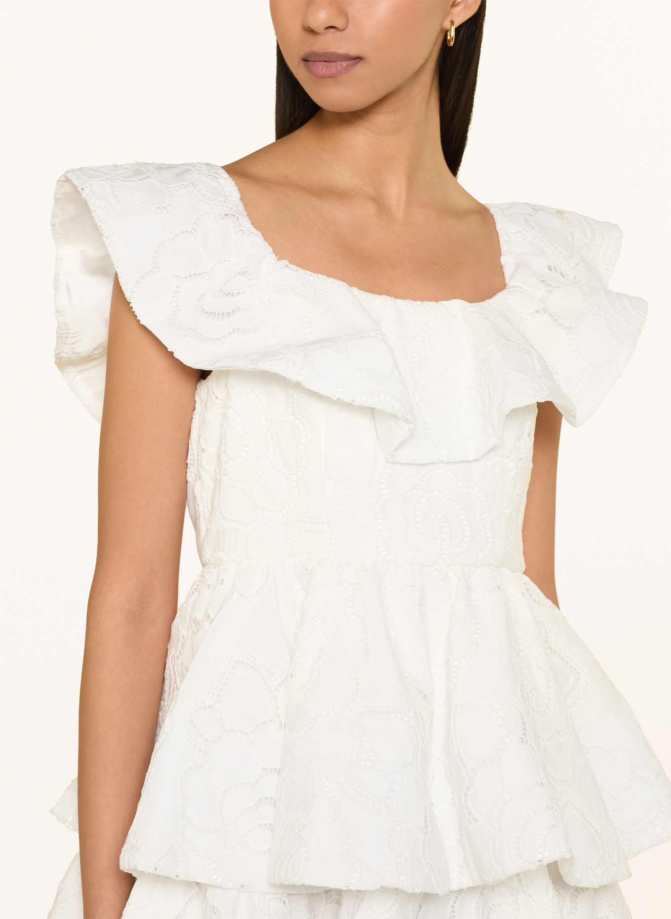 MALINA TRACY-cocktailjurk van kant met volants: WIT