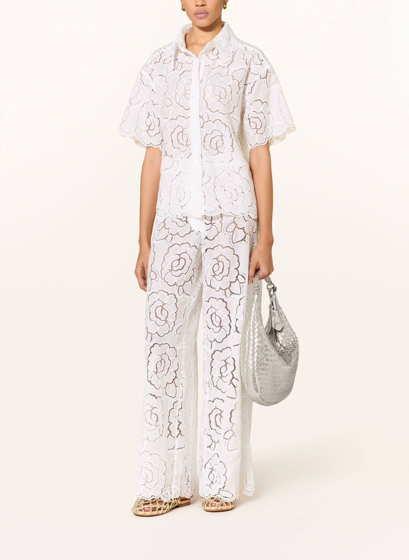 MALINA STACY pants made of eyelet lace: WHITE