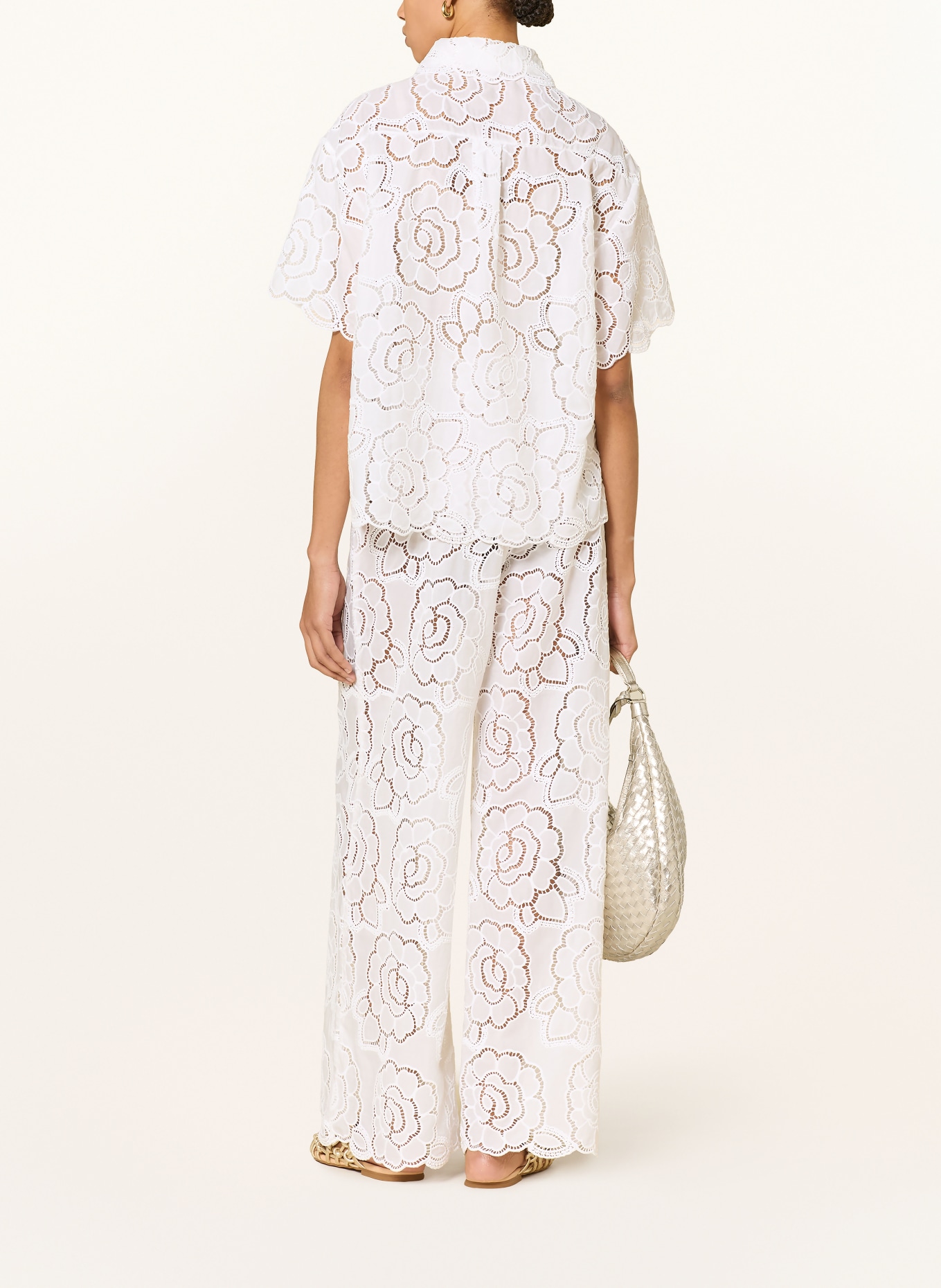 MALINA STACY pants made of eyelet lace: WHITE