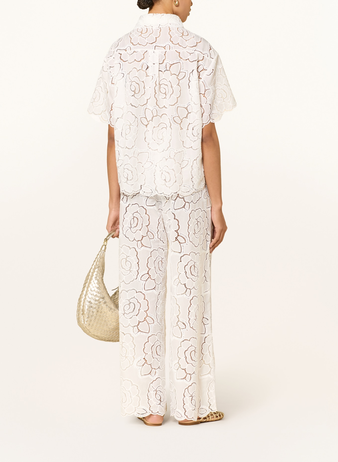 MALINA CLAUDIA-blouse van opengewerkte kant: WIT