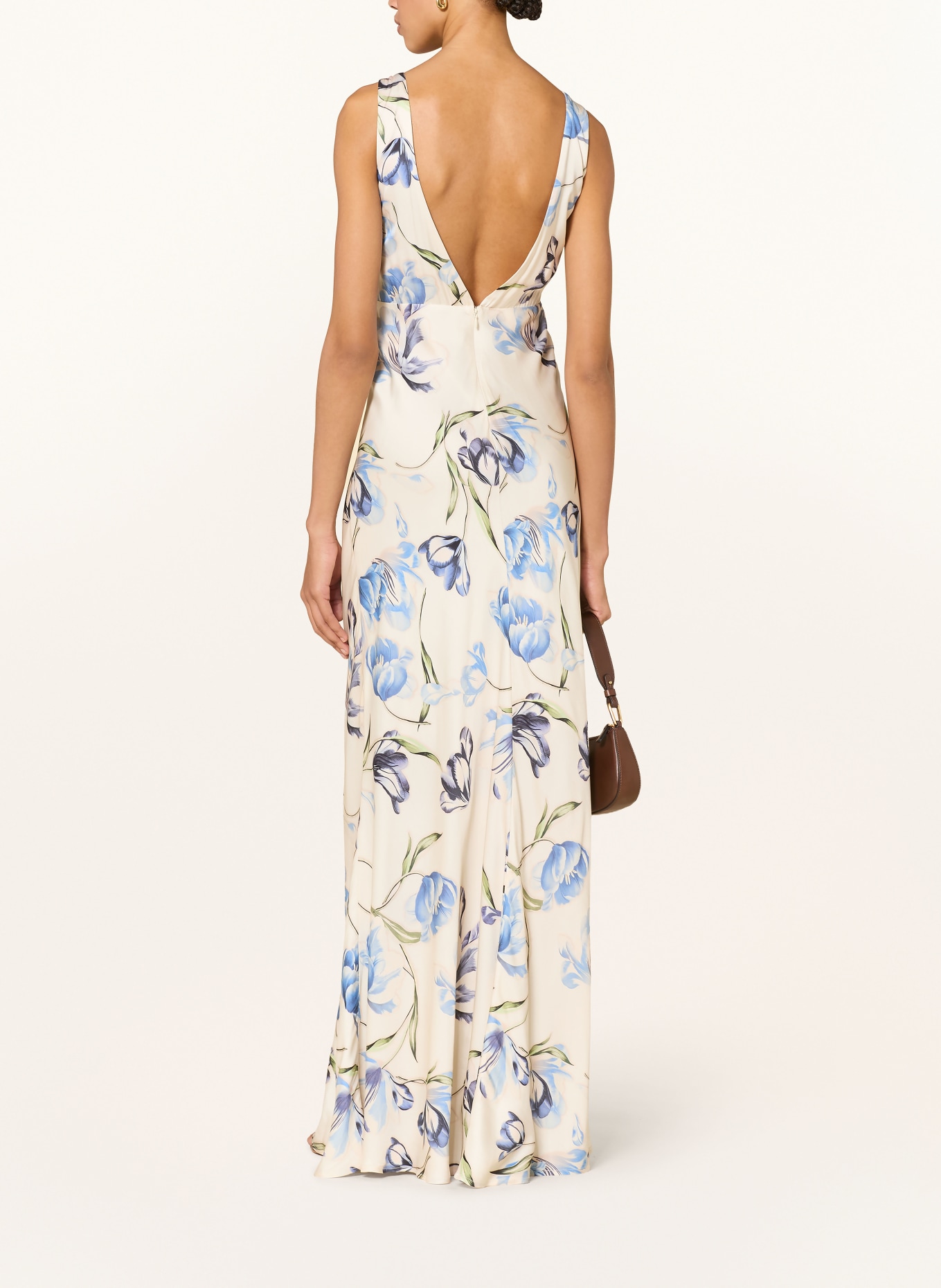 MALINA Satinkleid THELMA: ECRU / GRÜN / BLAU