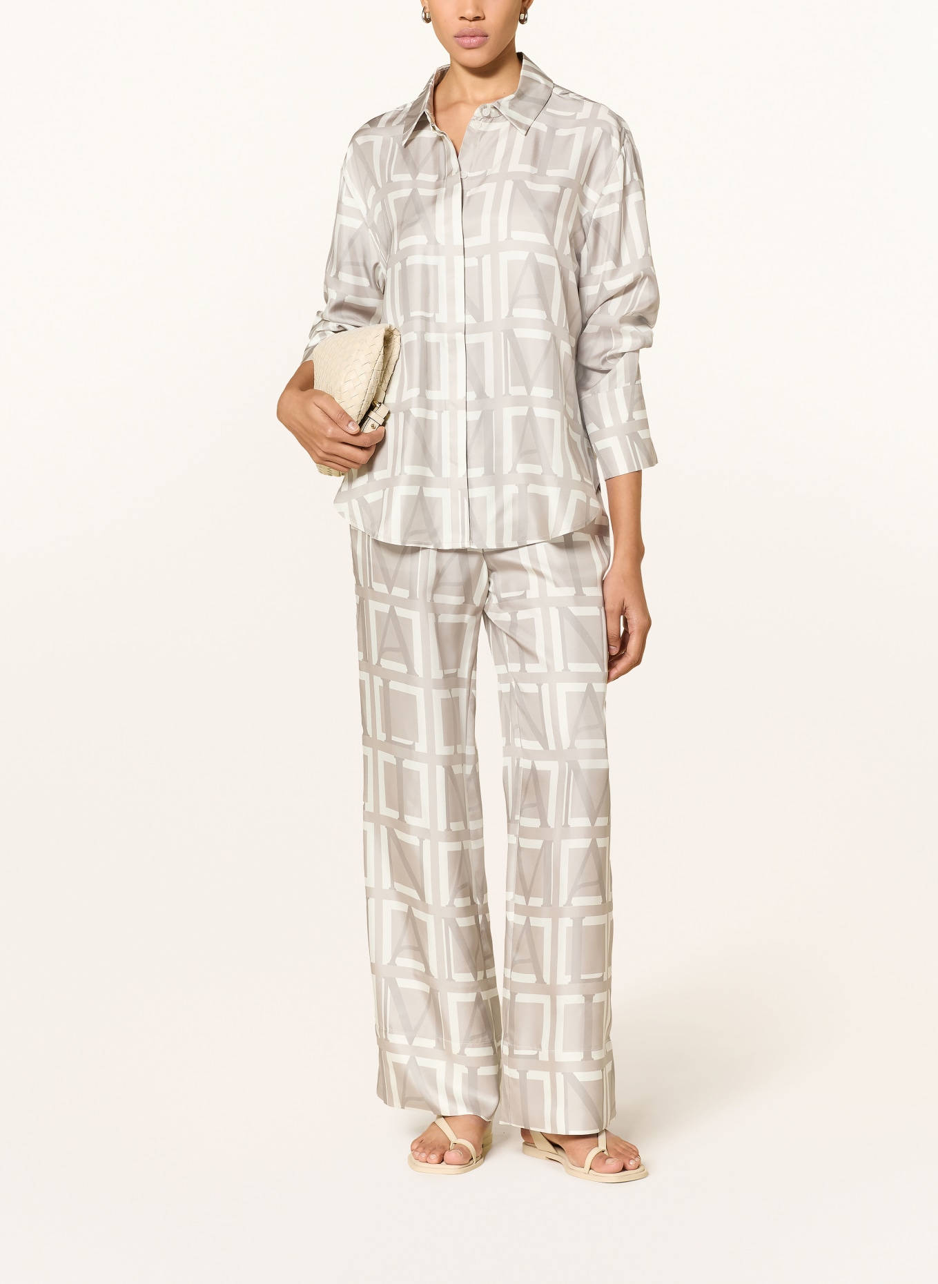 MALINA Zijden blouse FELICITY: TAUPE / CRÈME