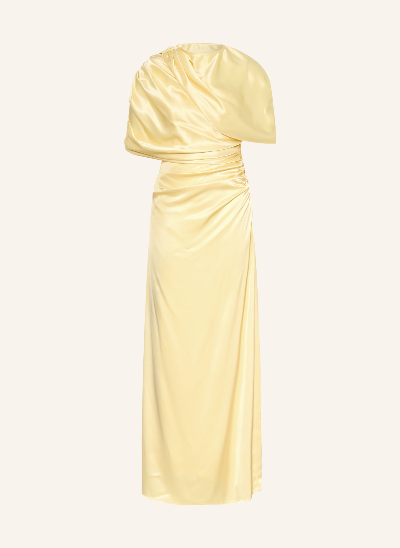 MALINA CASSIA-jurk met één schouder van satijn: LICHTGEEL