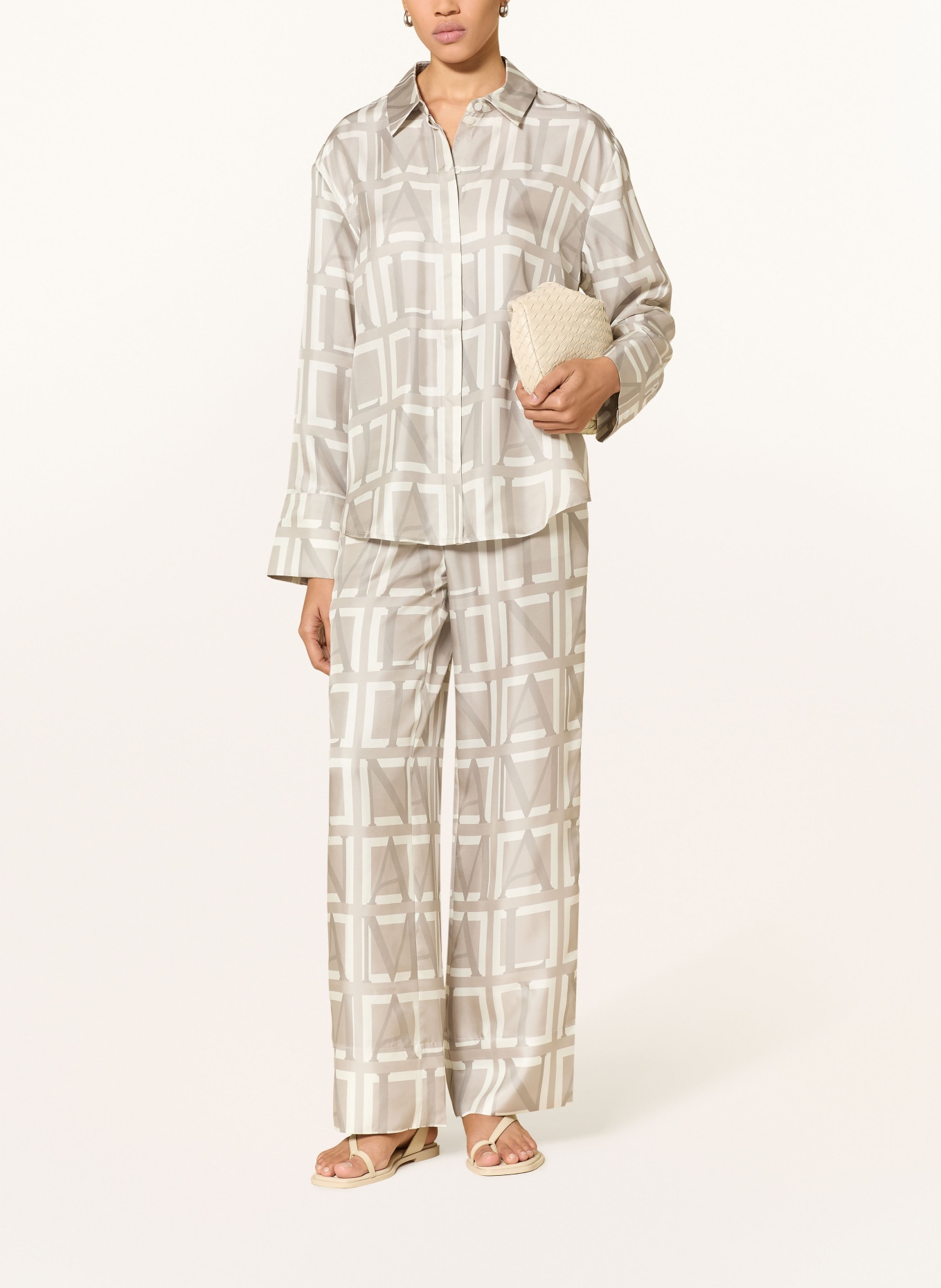 MALINA Zijden broek OLGA: TAUPE / CRÈME