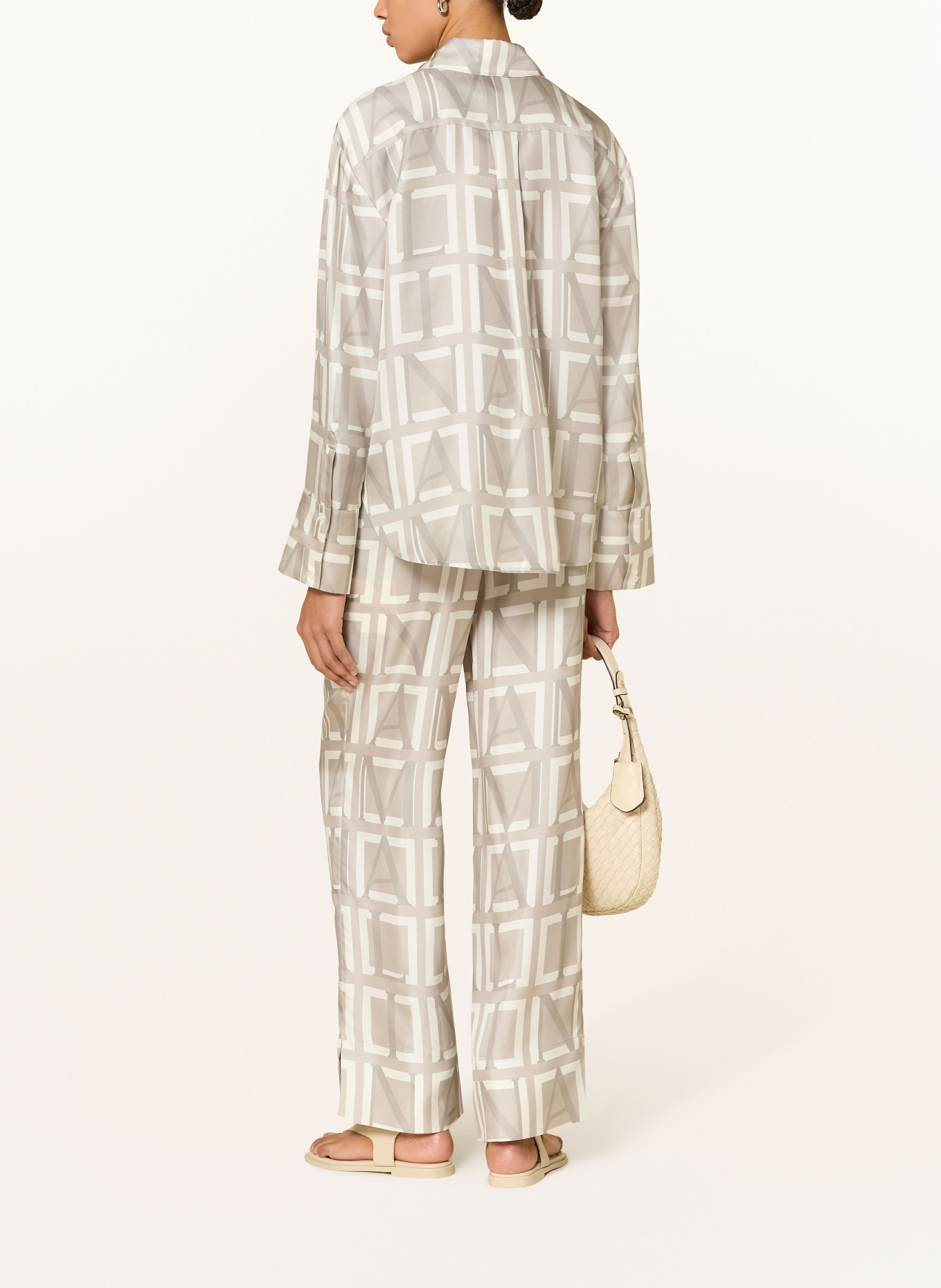 MALINA Zijden broek OLGA: TAUPE / CRÈME