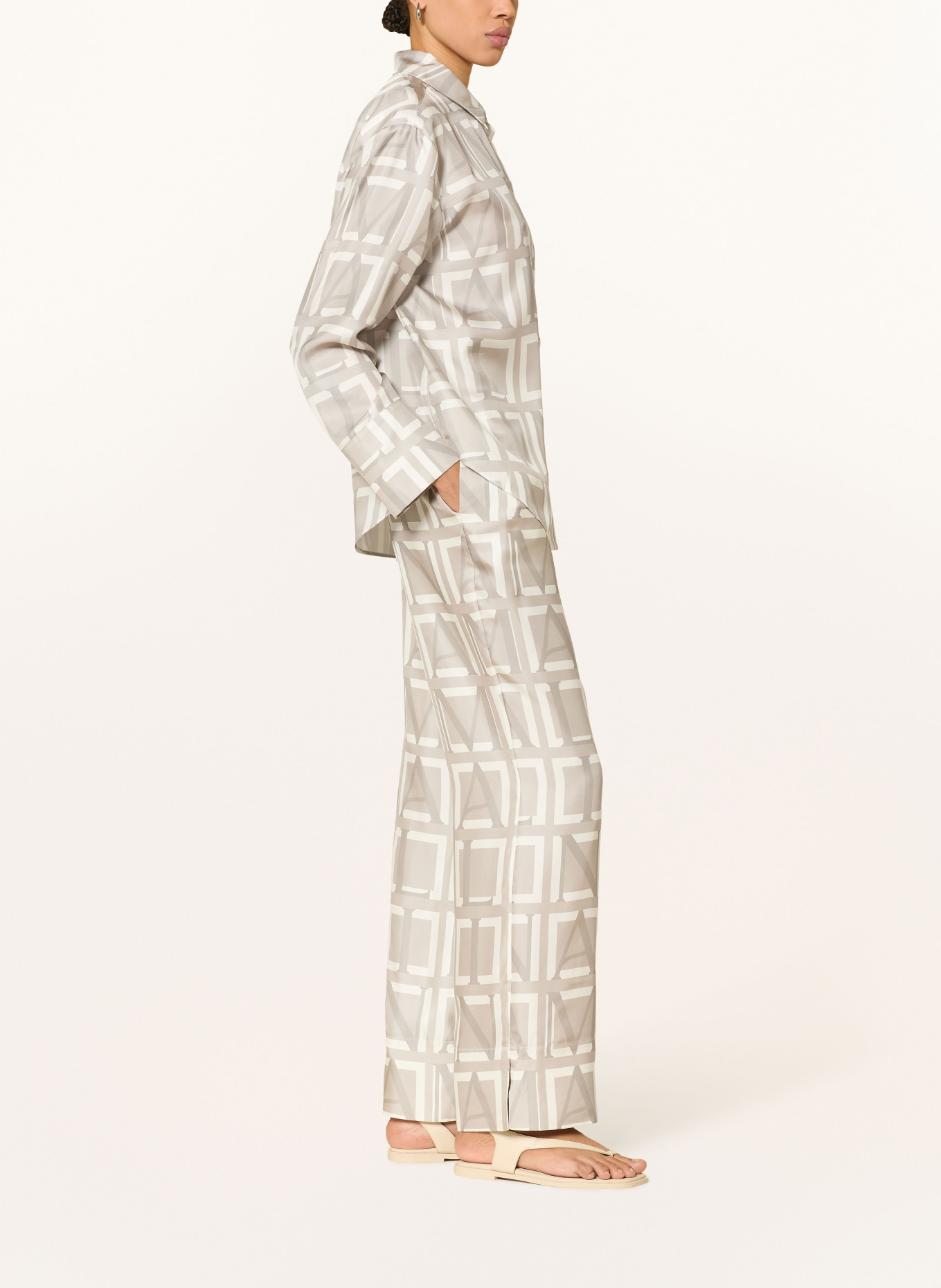 MALINA Zijden broek OLGA: TAUPE / CRÈME