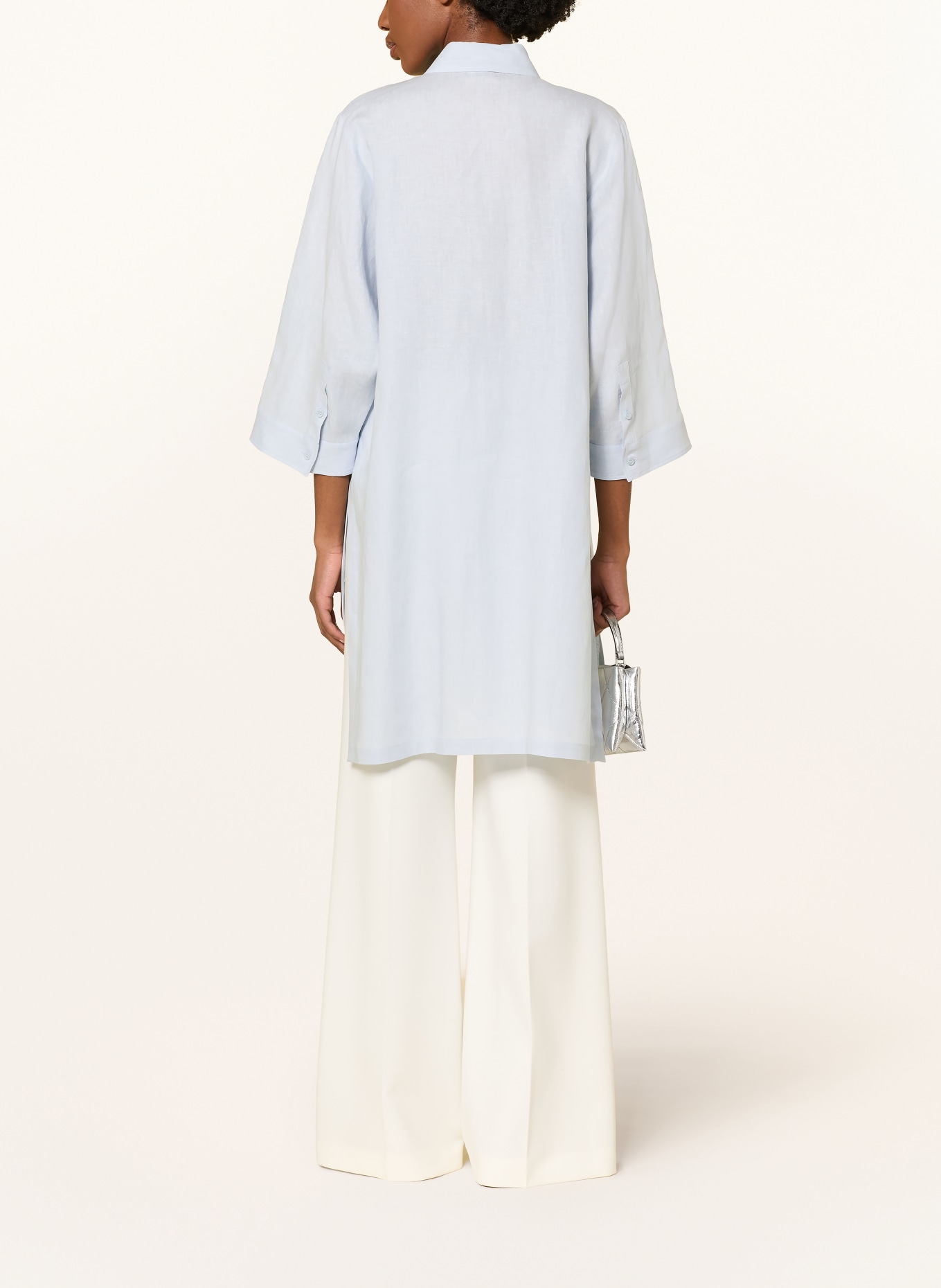 PESERICO Chemisier en lin à manches 3/4: BLEU CLAIR