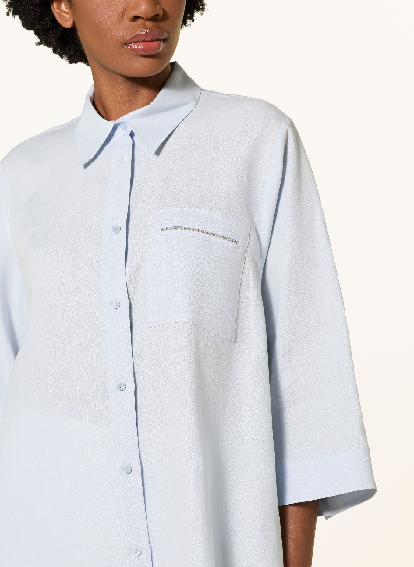 PESERICO Chemisier en lin à manches 3/4: BLEU CLAIR