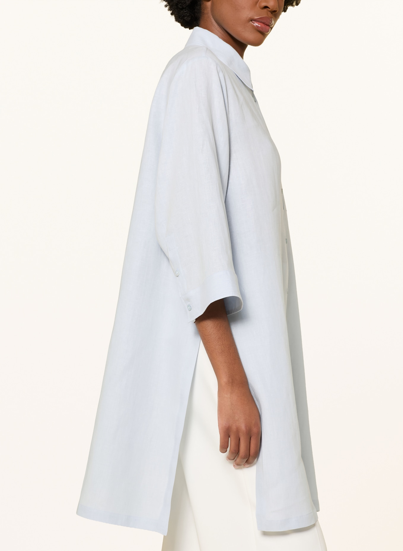 PESERICO Chemisier en lin à manches 3/4: BLEU CLAIR