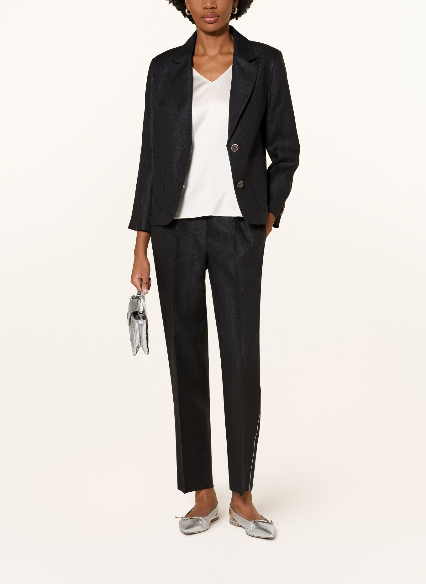 PESERICO 7/8 pants with gemstones: DARK BLUE / SILVER