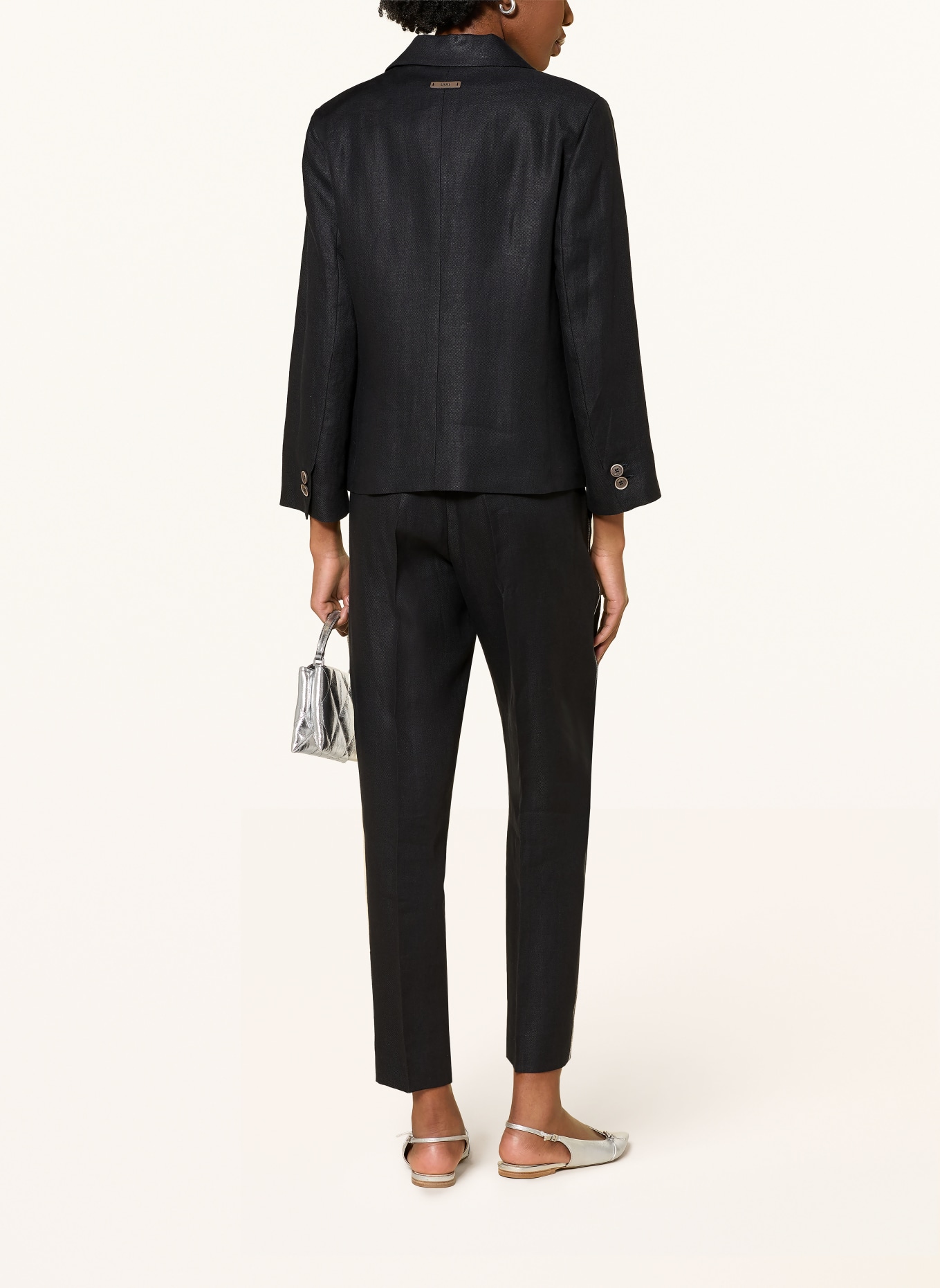 PESERICO 7/8 pants with gemstones: DARK BLUE / SILVER