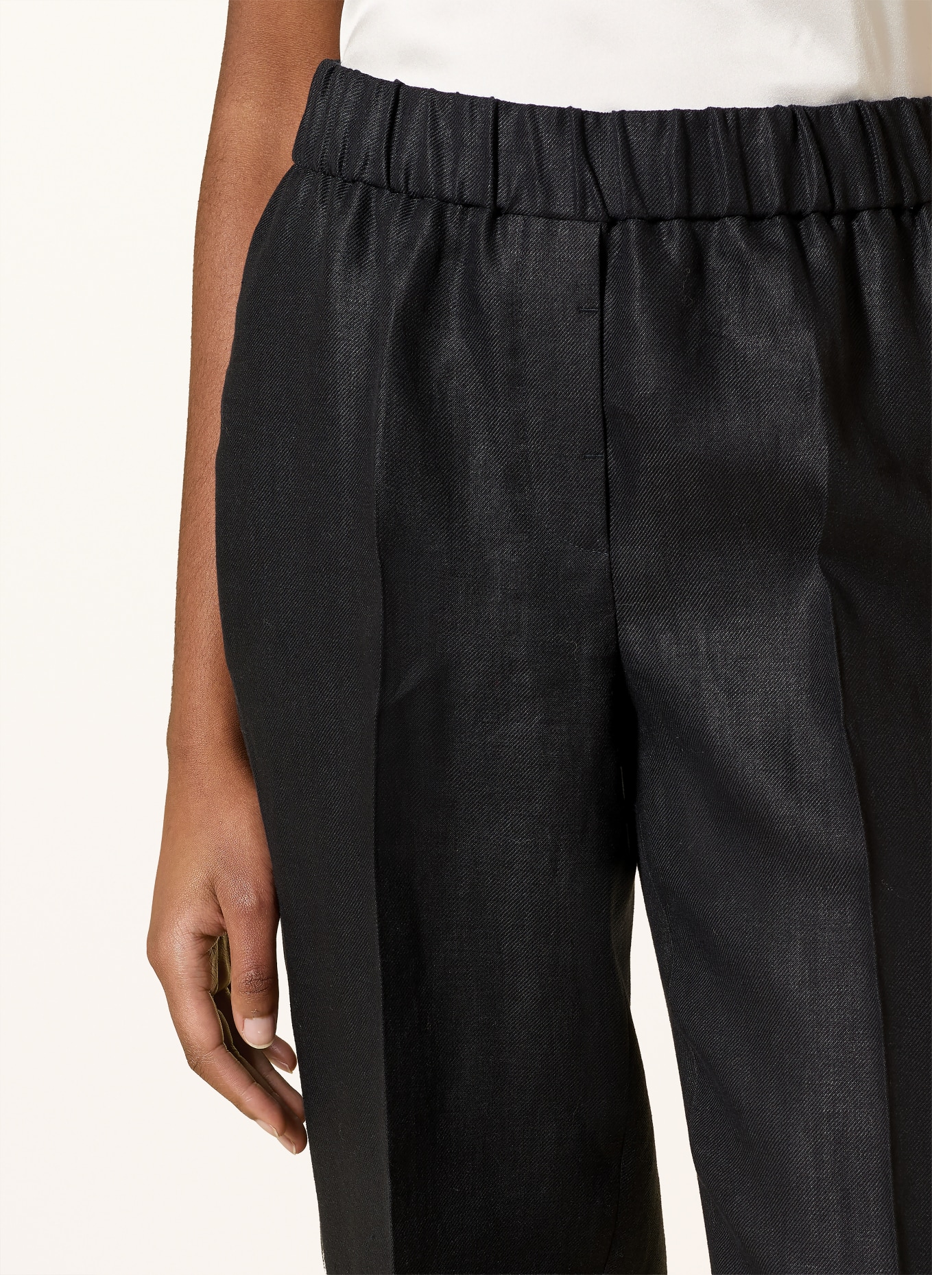 PESERICO 7/8 pants with gemstones: DARK BLUE / SILVER