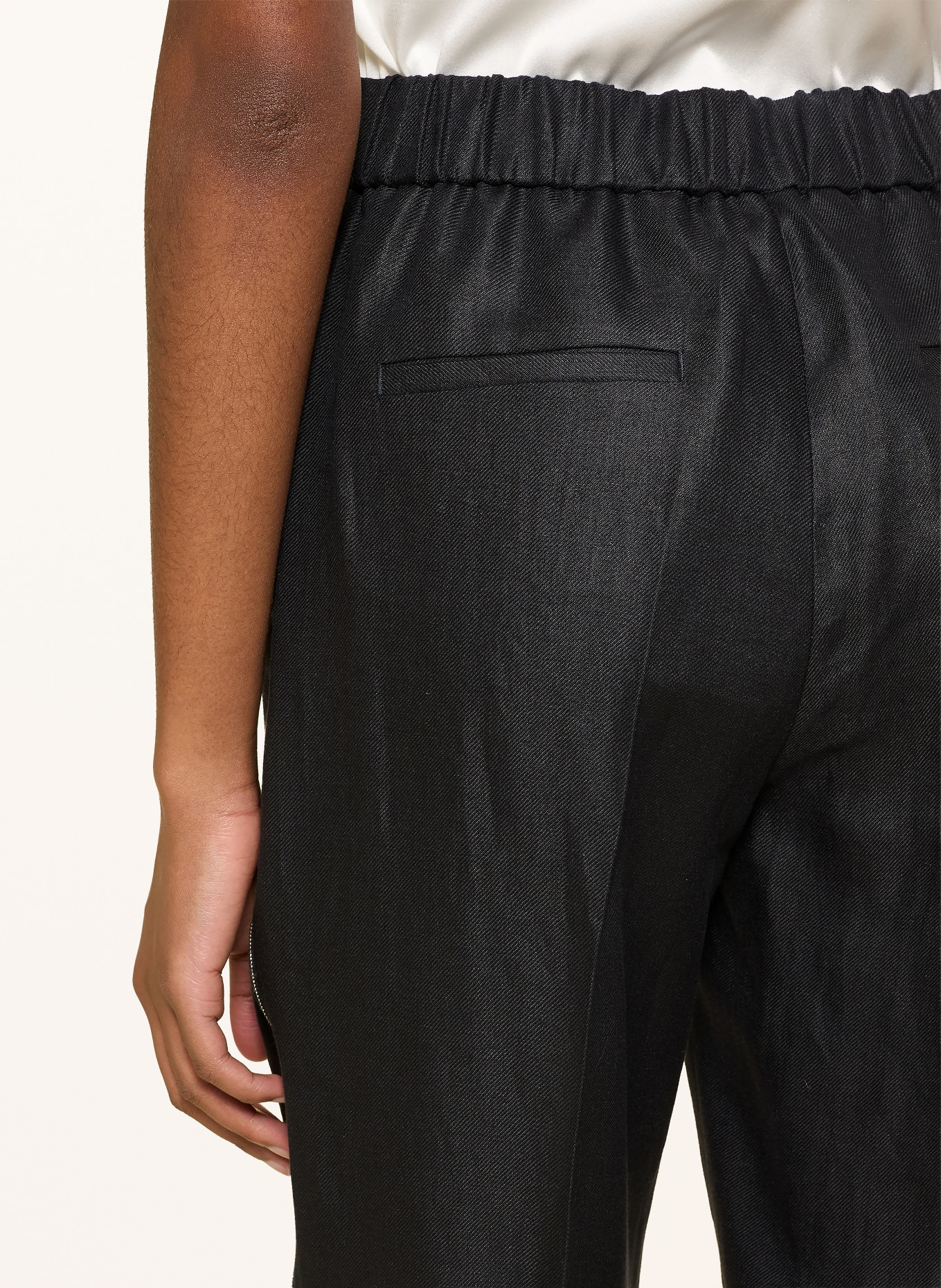 PESERICO 7/8 pants with gemstones: DARK BLUE / SILVER