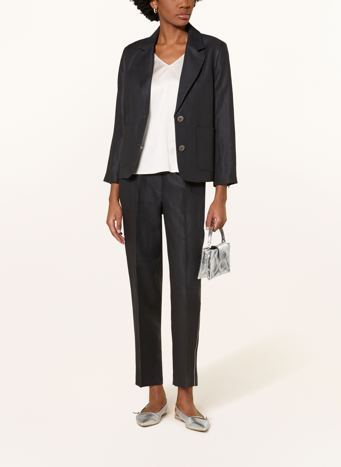 PESERICO linen blazer: DARK BLUE
